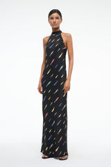 WINNIE SILK DRESS POP SARDINES BLACK - STAUD sale