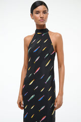 WINNIE SILK DRESS POP SARDINES BLACK - STAUD sale