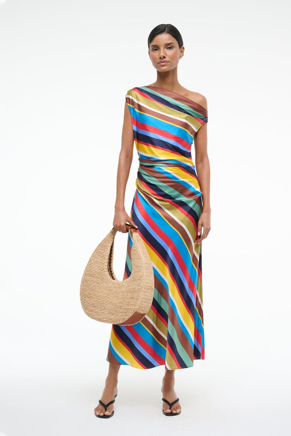 PHARE SILK DRESS MARKET STRIPE - STAUD US