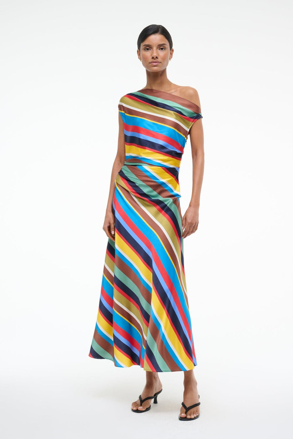 PHARE SILK DRESS MARKET STRIPE - STAUD US