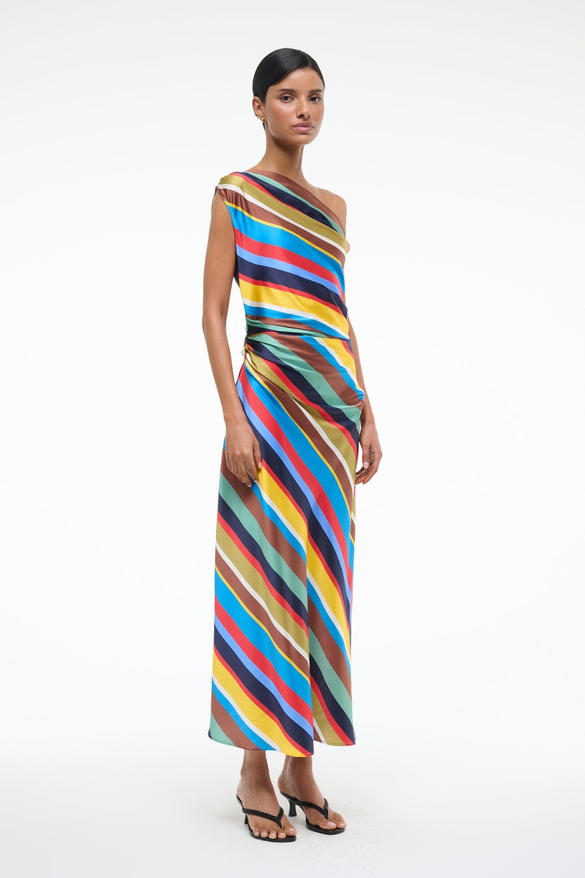 PHARE SILK DRESS MARKET STRIPE - STAUD US