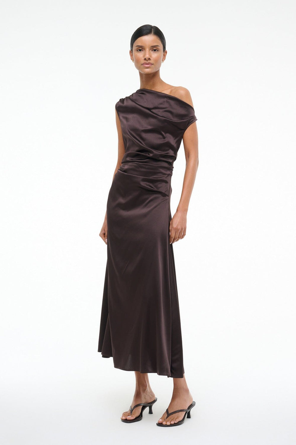 PHARE SILK DRESS EARTH - STAUD for sale