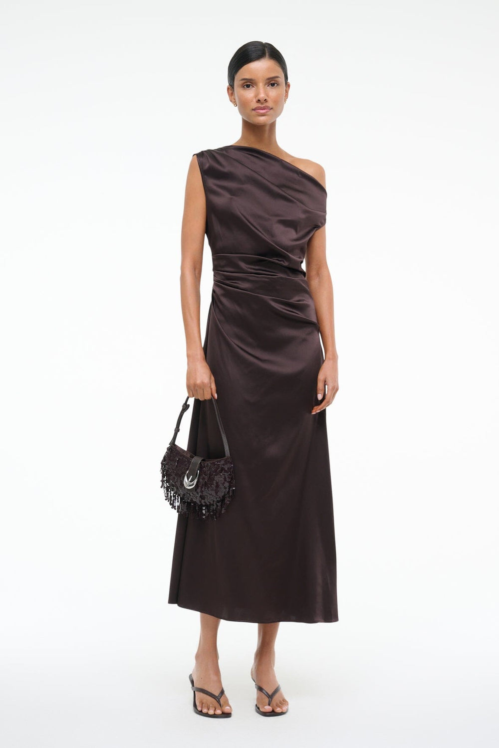 PHARE SILK DRESS EARTH - STAUD for sale
