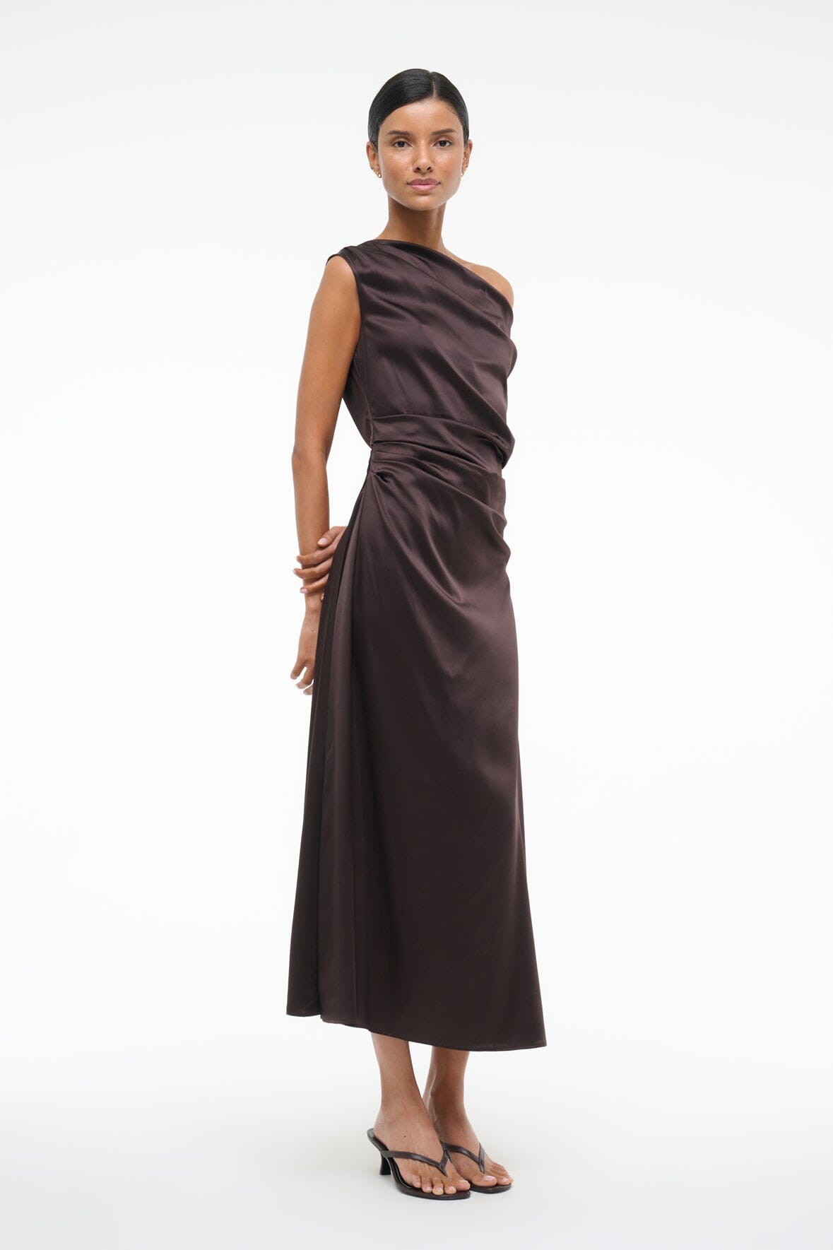 PHARE SILK DRESS EARTH - STAUD for sale