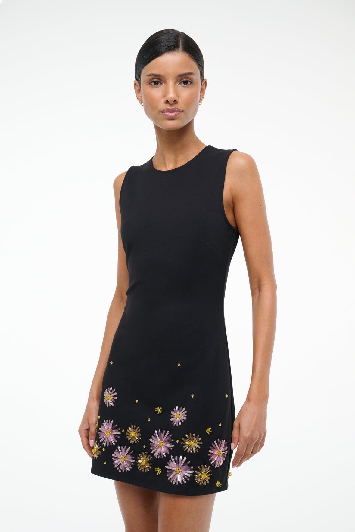 MERCER DRESS DAHLIA DAYDREAM BLACK - STAUD for sale