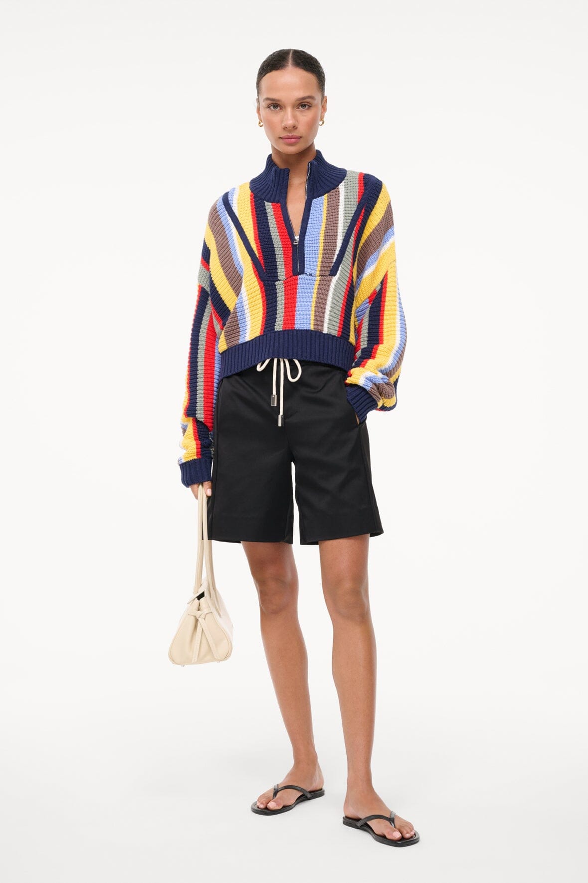 CROPPED HAMPTON SWEATER MARKET STRIPE - STAUD US