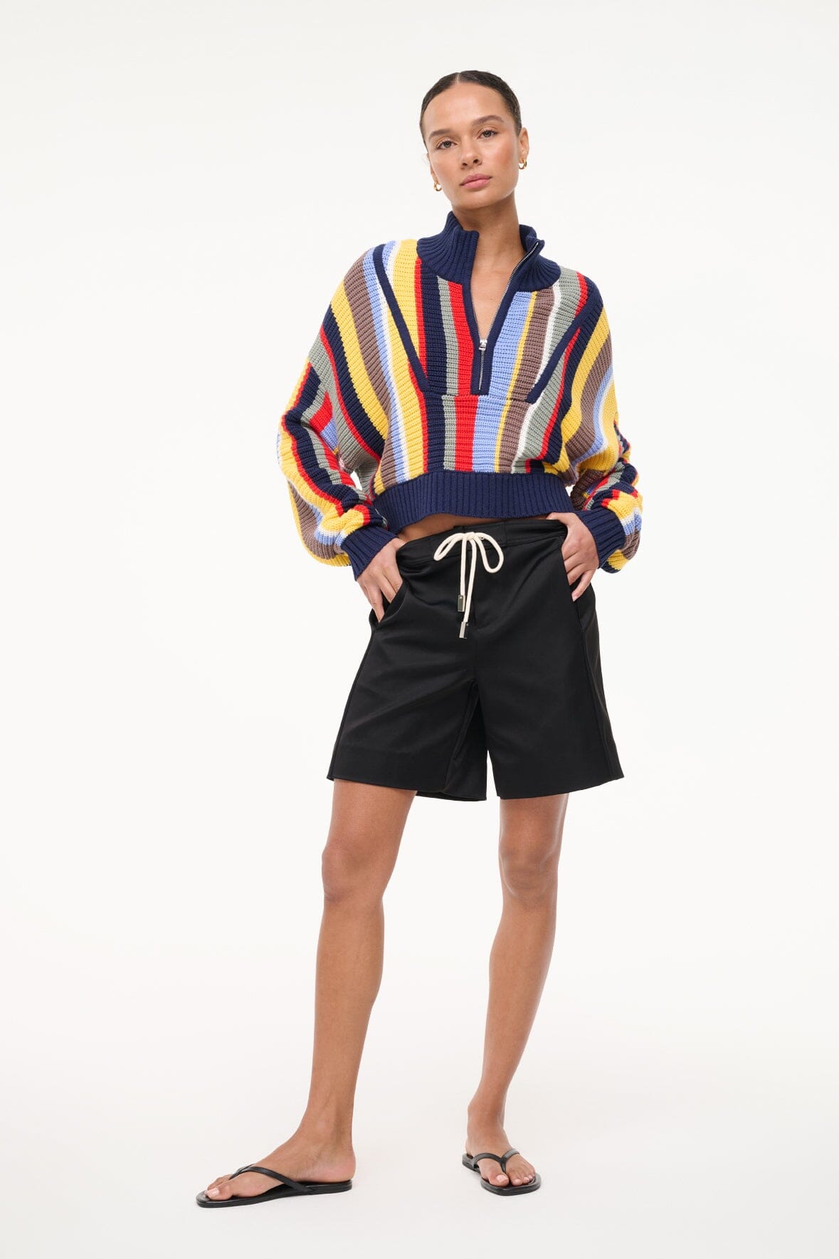 CROPPED HAMPTON SWEATER MARKET STRIPE - STAUD US