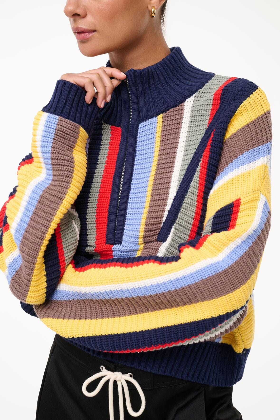 CROPPED HAMPTON SWEATER MARKET STRIPE - STAUD US