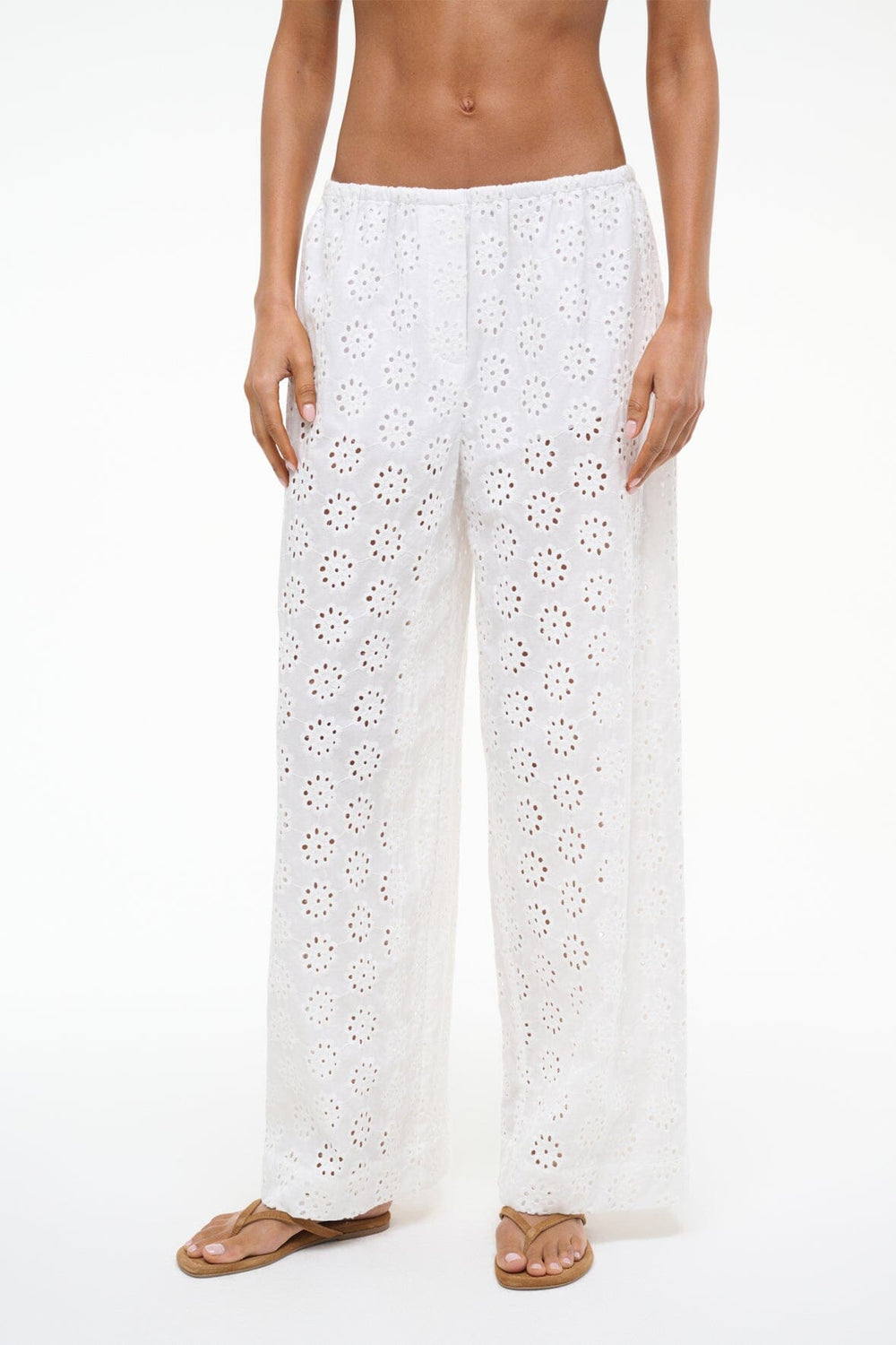 BONFIRE PANT WHITE EYELET - STAUD for sale