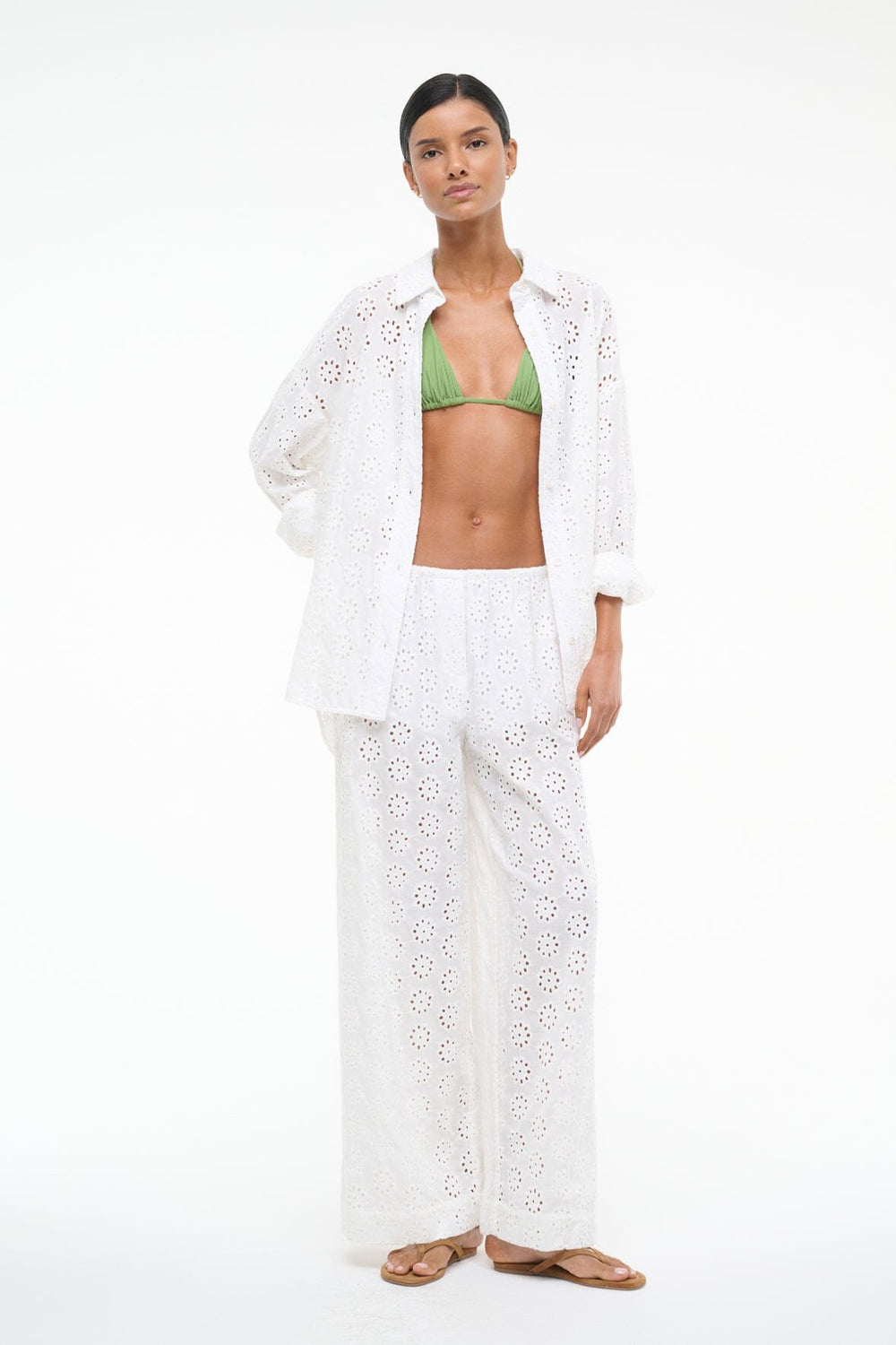 BONFIRE PANT WHITE EYELET - STAUD for sale