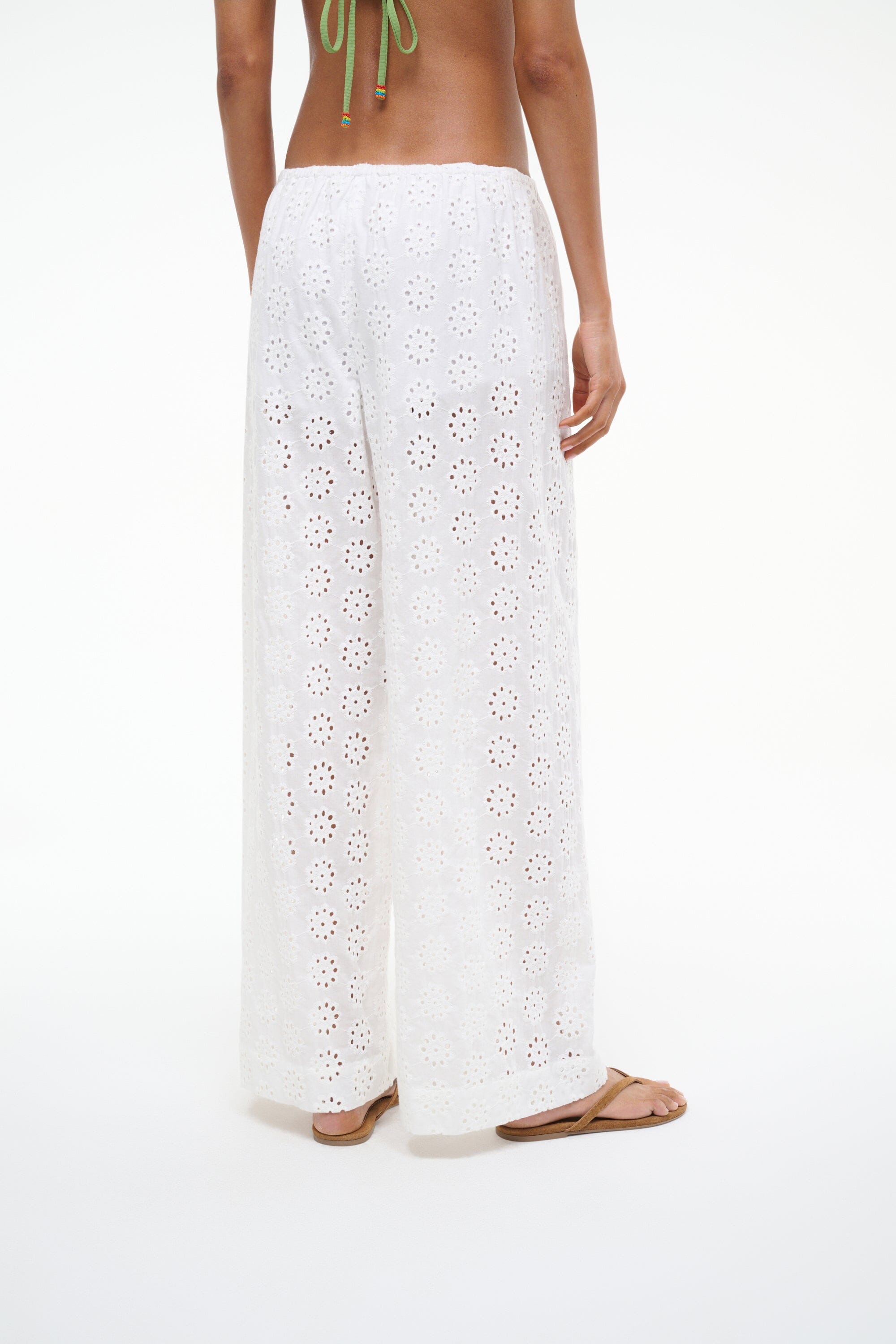 BONFIRE PANT WHITE EYELET - STAUD for sale