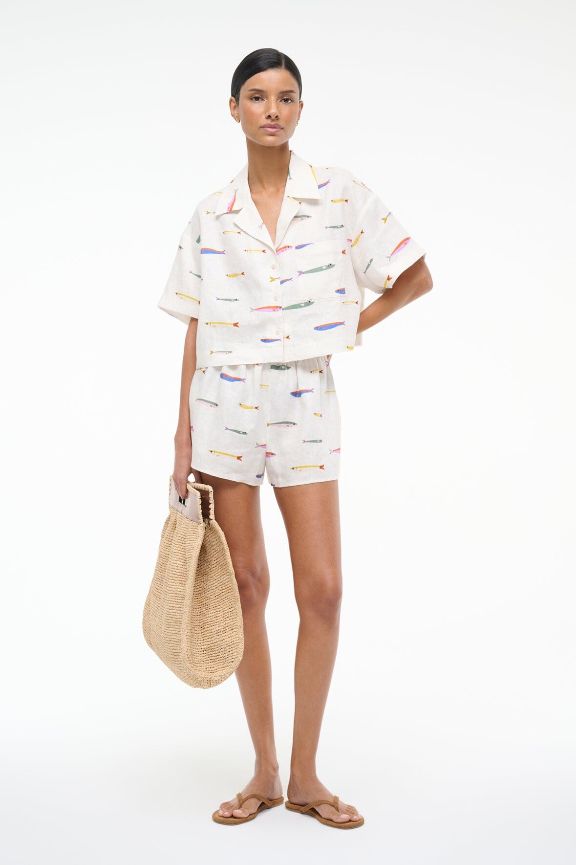 PADDLE LINEN SHORT POP SARDINES IVORY - STAUD online
