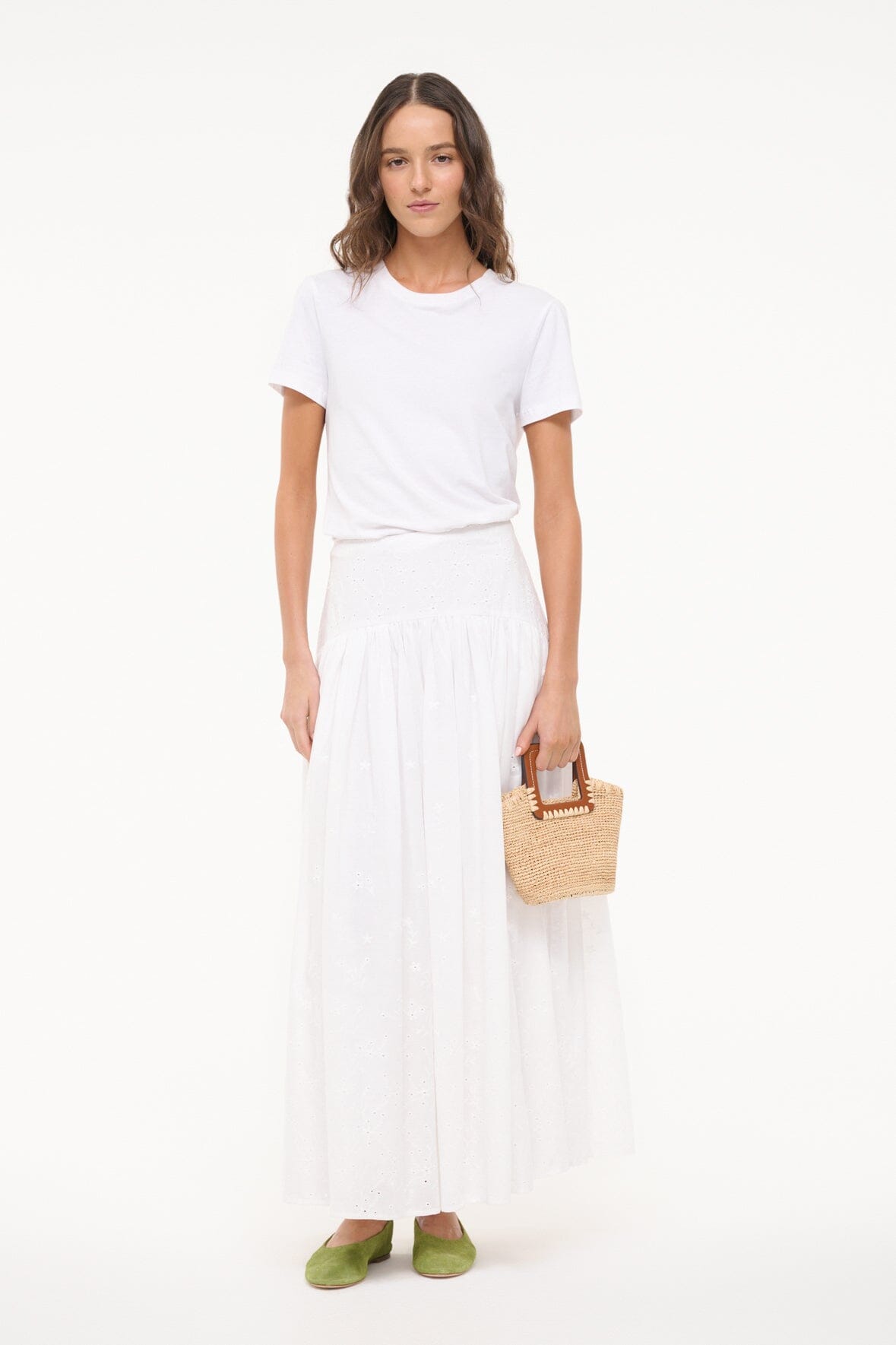 PROCIDA SKIRT WHITE EYELET - STAUD near me