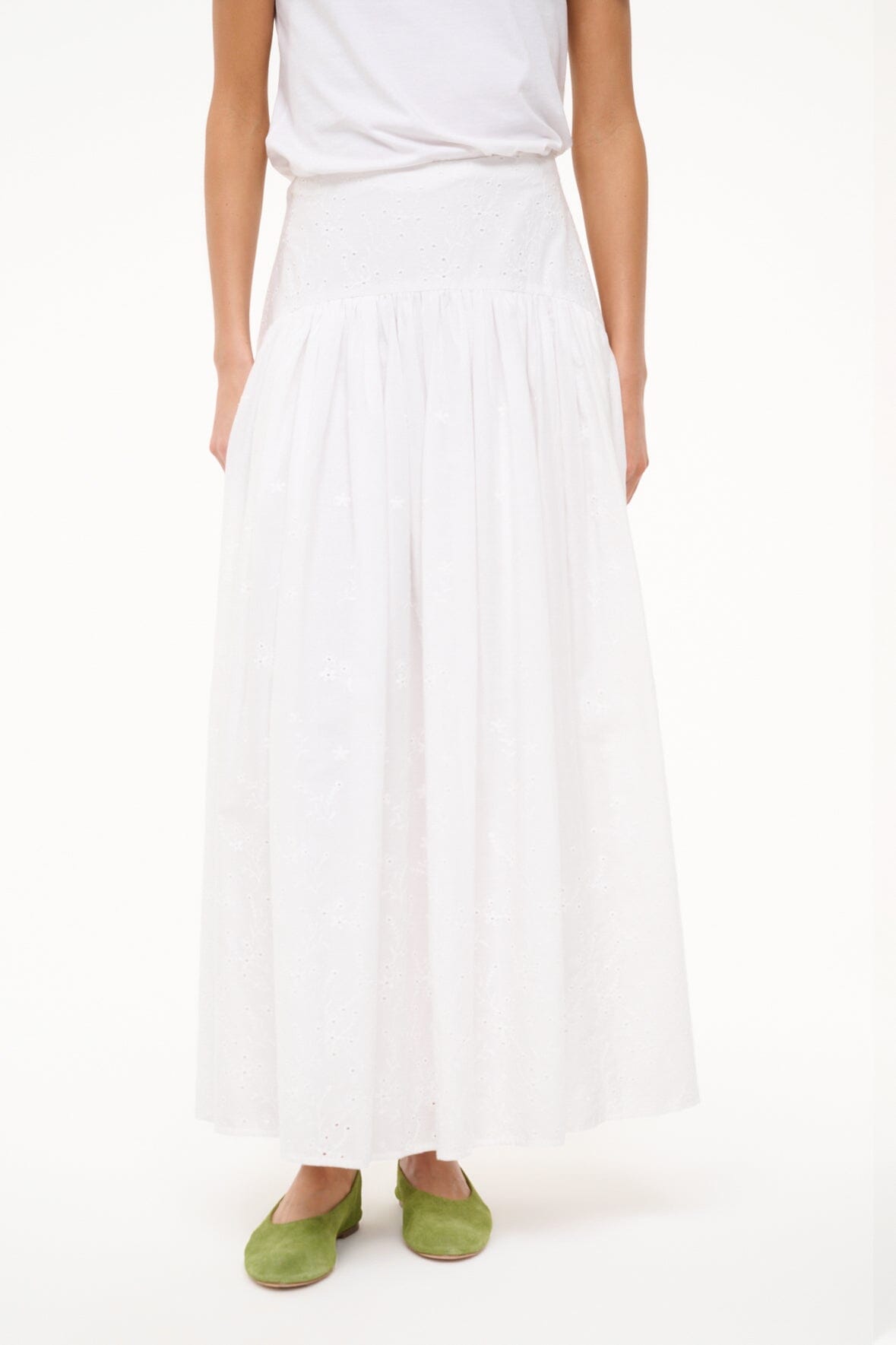 PROCIDA SKIRT WHITE EYELET - STAUD near me