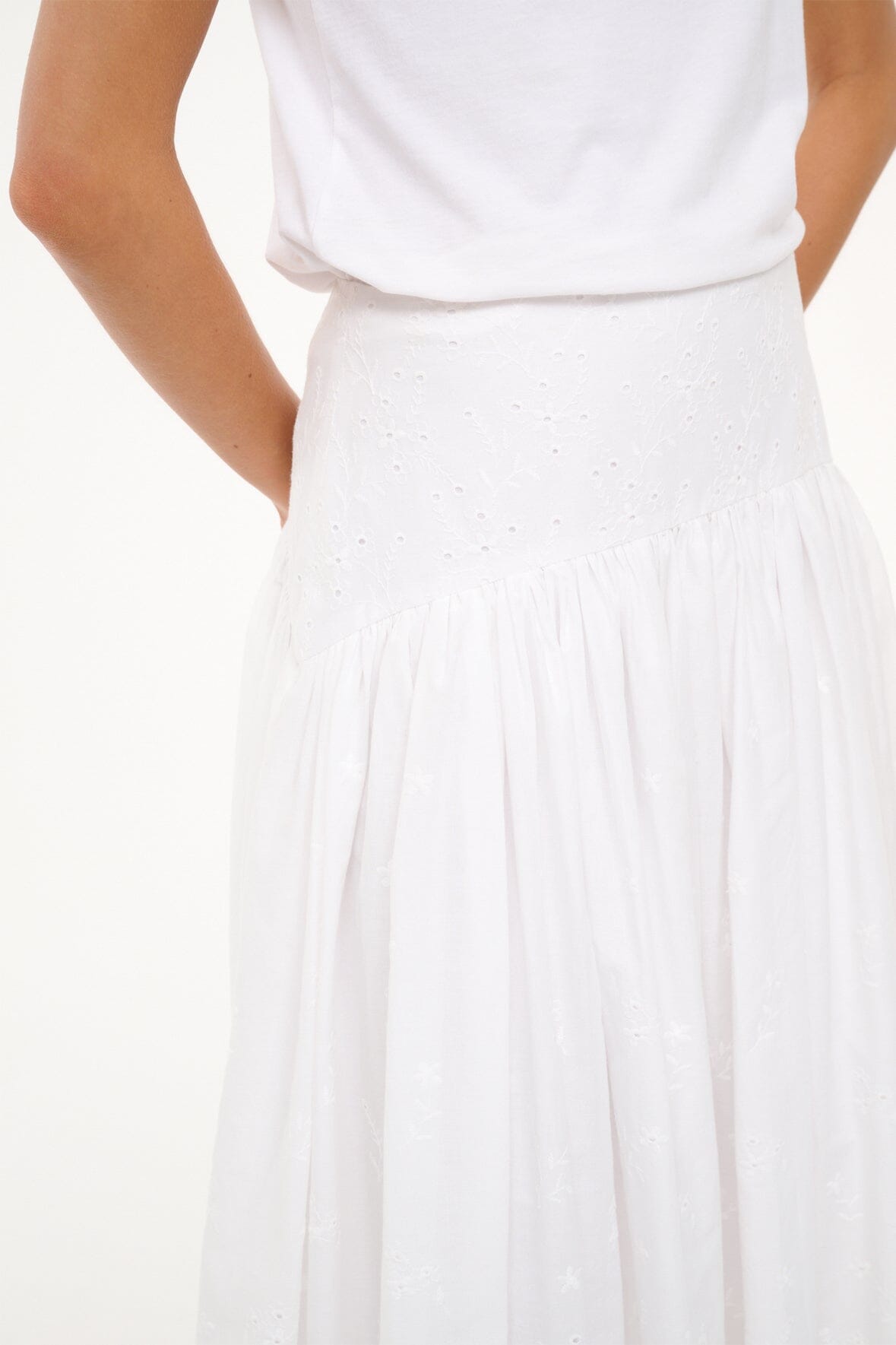 PROCIDA SKIRT WHITE EYELET - STAUD near me
