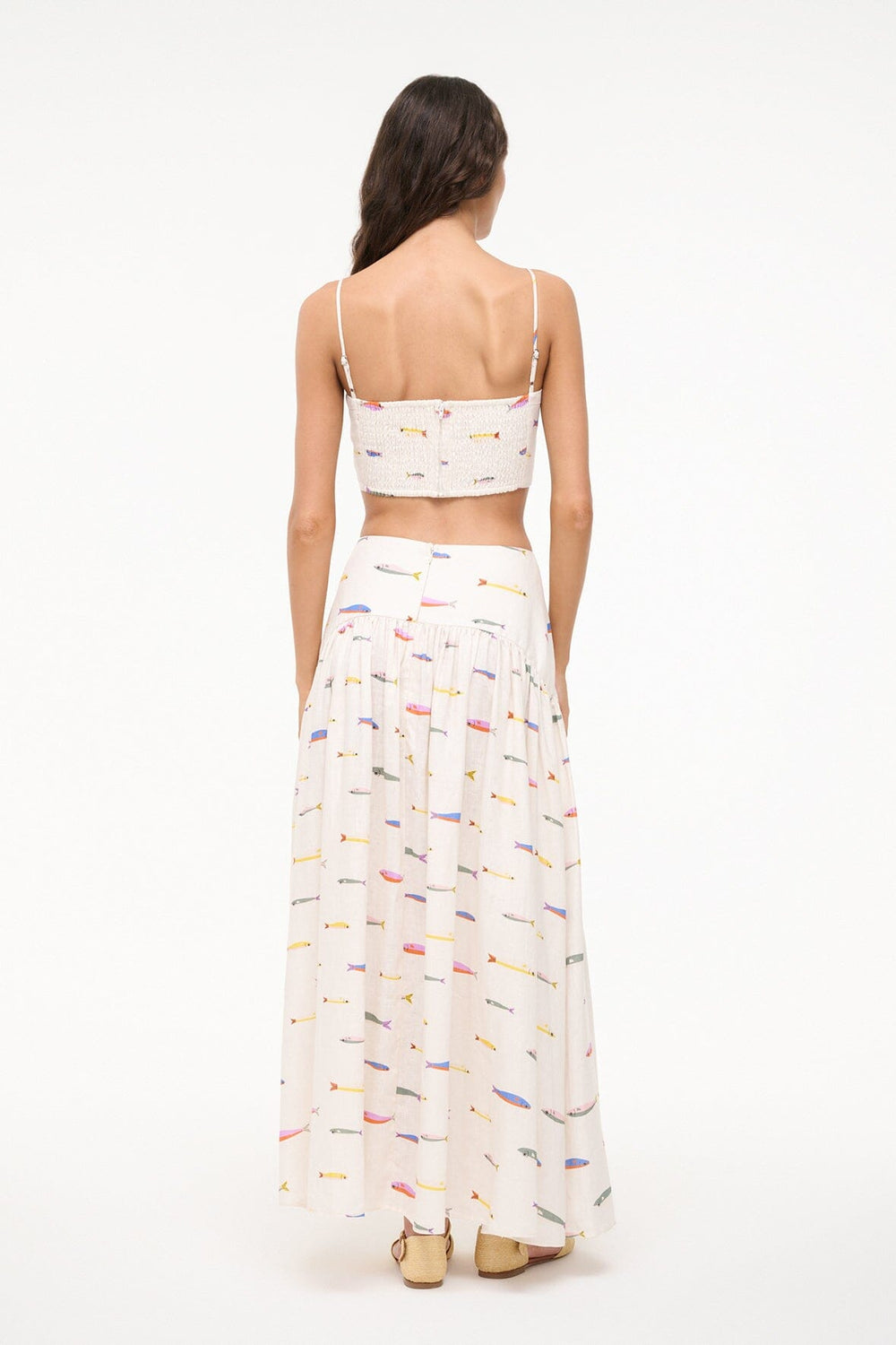 PROCIDA LINEN SKIRT POP SARDINES IVORY - STAUD for sale