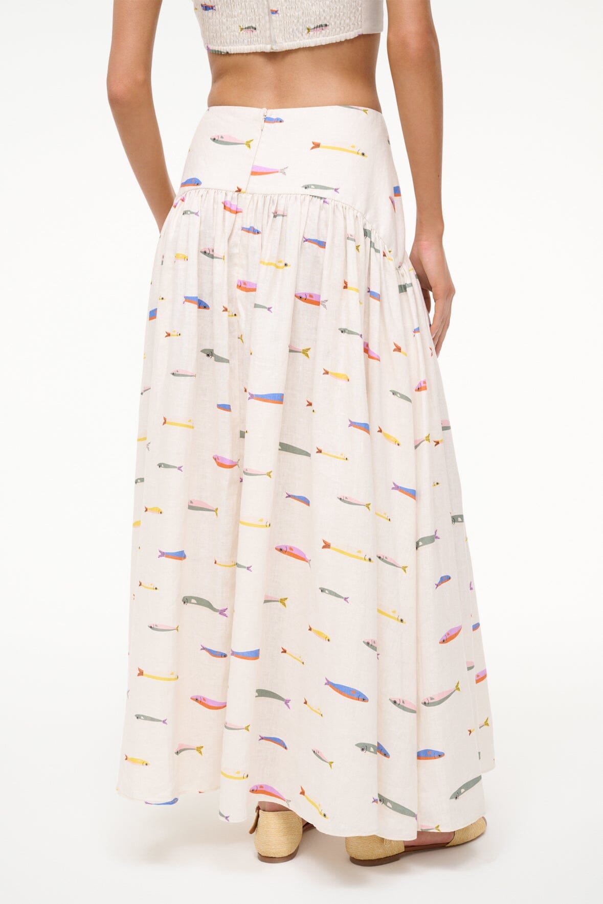 PROCIDA LINEN SKIRT POP SARDINES IVORY - STAUD for sale