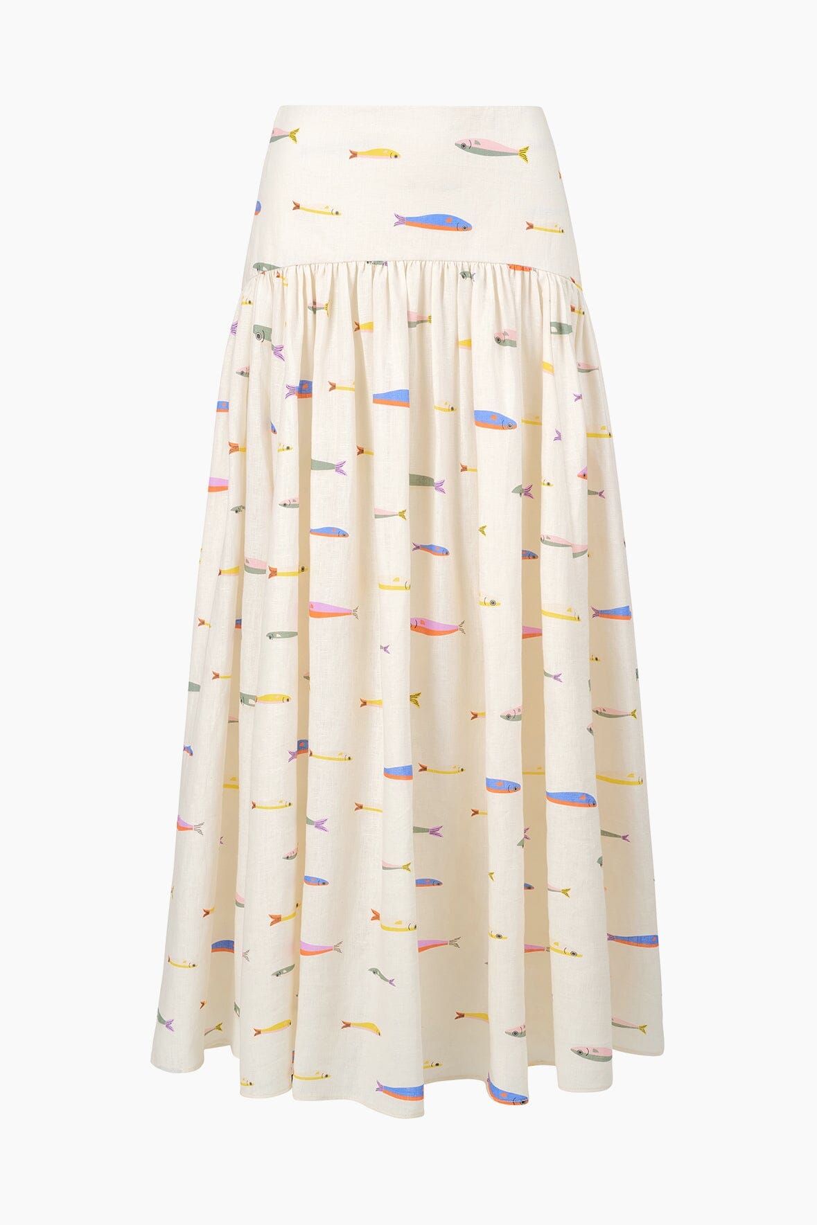 PROCIDA LINEN SKIRT POP SARDINES IVORY - STAUD for sale