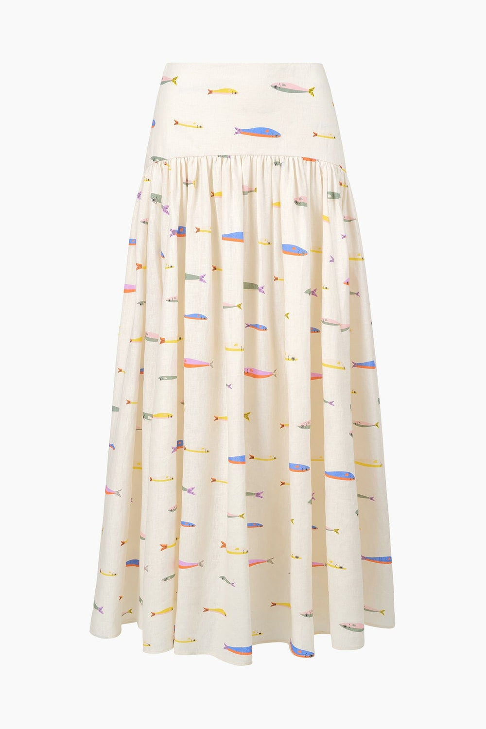 PROCIDA LINEN SKIRT POP SARDINES IVORY - STAUD for sale