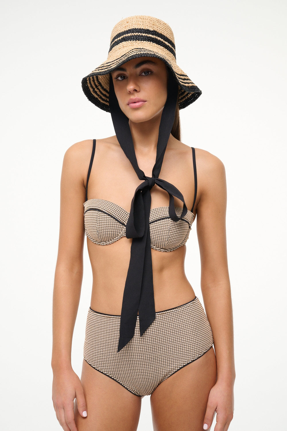 RITA RIBBON HAT NATURAL/BLACK - STAUD for sale