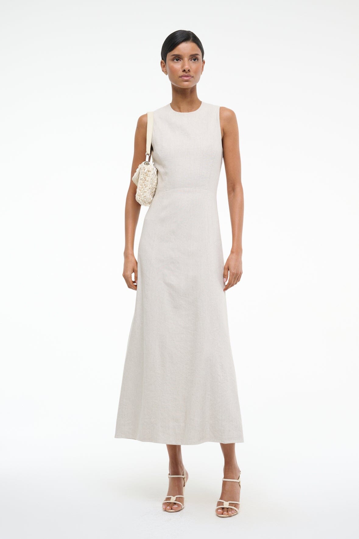 MARTINE LINEN DRESS NATURAL - STAUD for sale