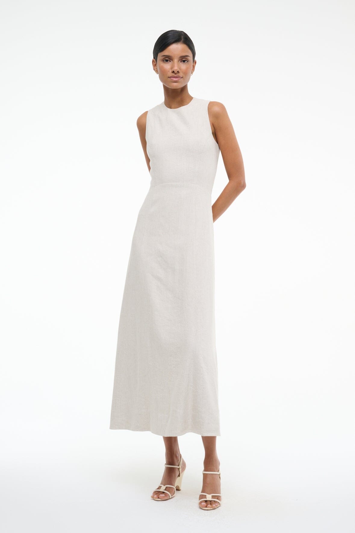 MARTINE LINEN DRESS NATURAL - STAUD for sale