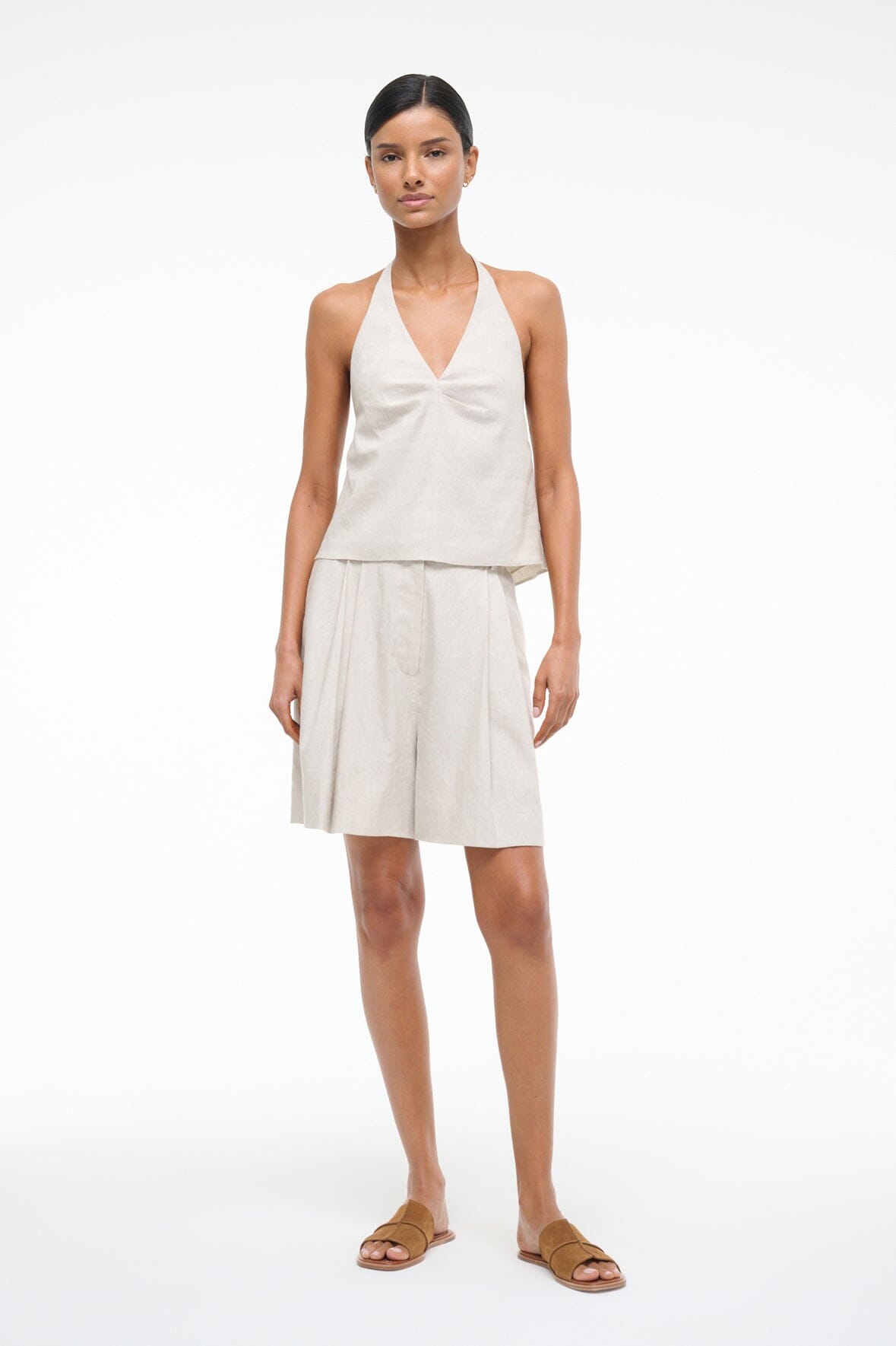 CRUZ LINEN SHORT NATURAL - STAUD outlet