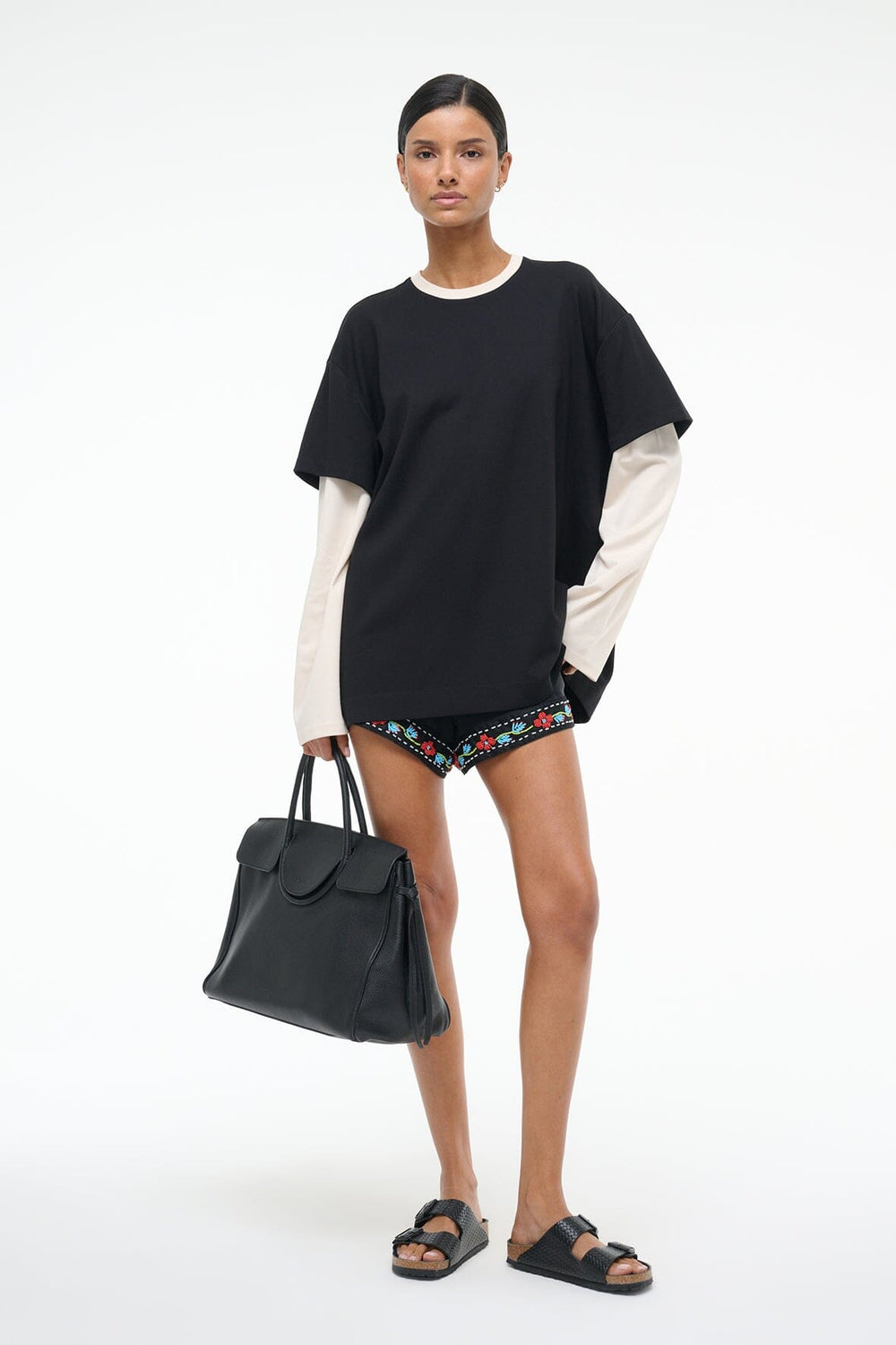 WILLIAM TEE BLACK/ECRU - STAUD sale