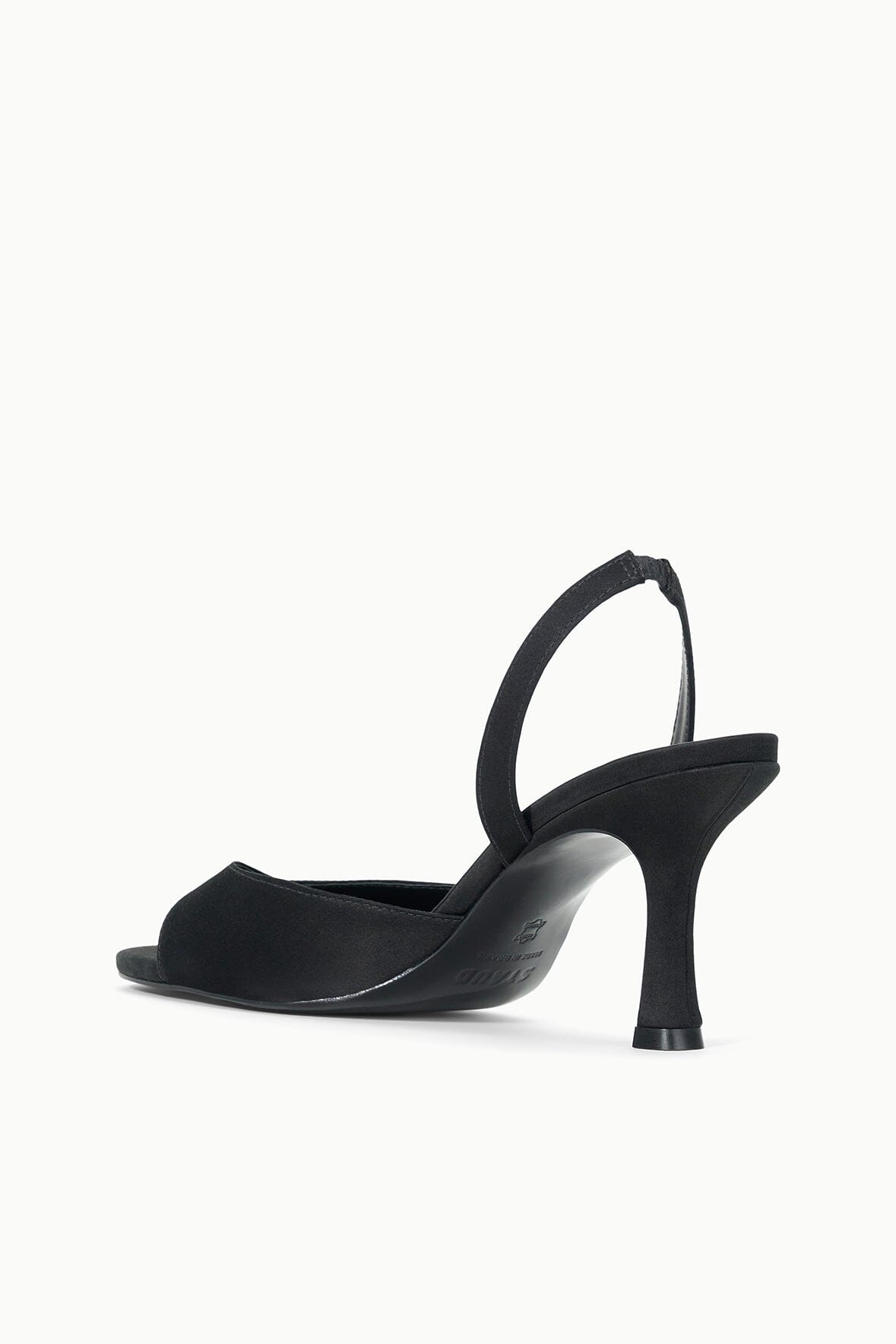 BRIGITTE HEEL BLACK SATIN 2 - STAUD sale