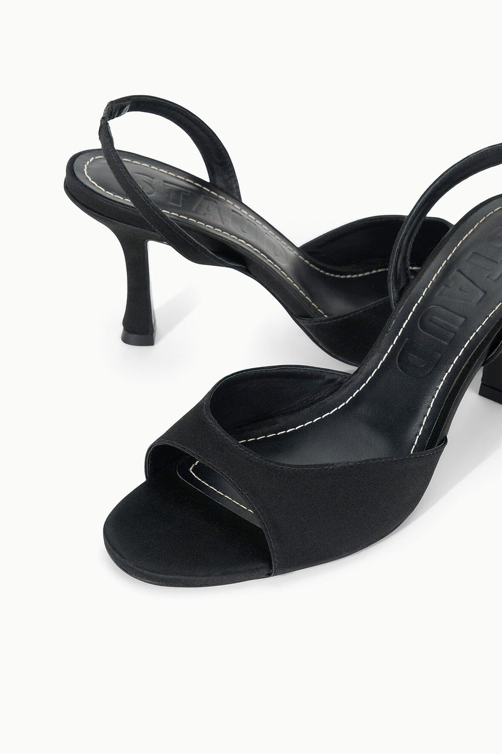 BRIGITTE HEEL BLACK SATIN 2 - STAUD sale