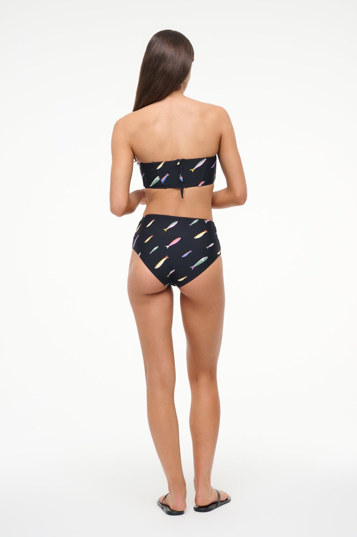 DEVON HIGH RISE BIKINI BOTTOM POP SARDINES BLACK - STAUD sale