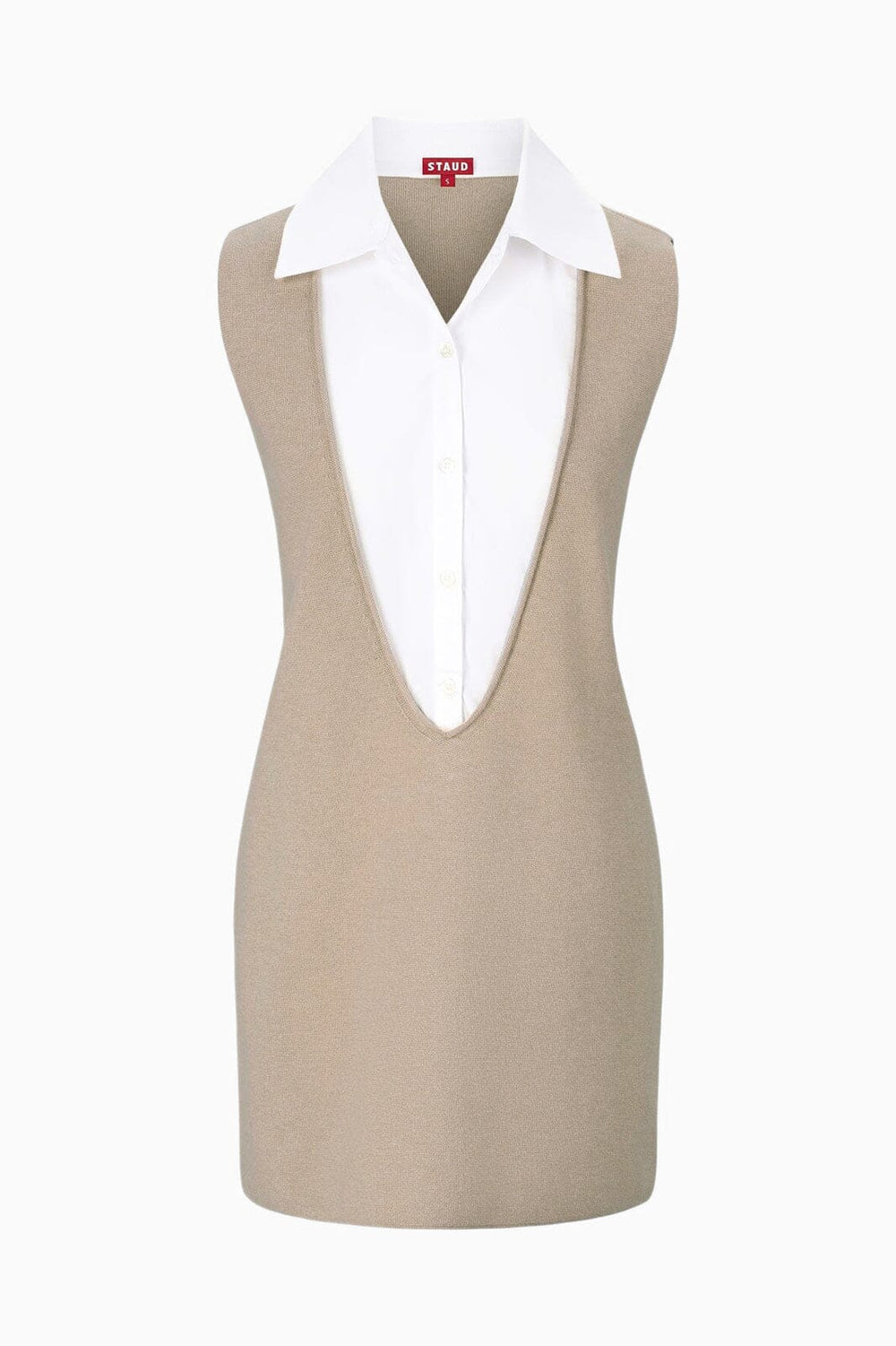 LESLIE MINI DRESS SAND/WHITE - STAUD online