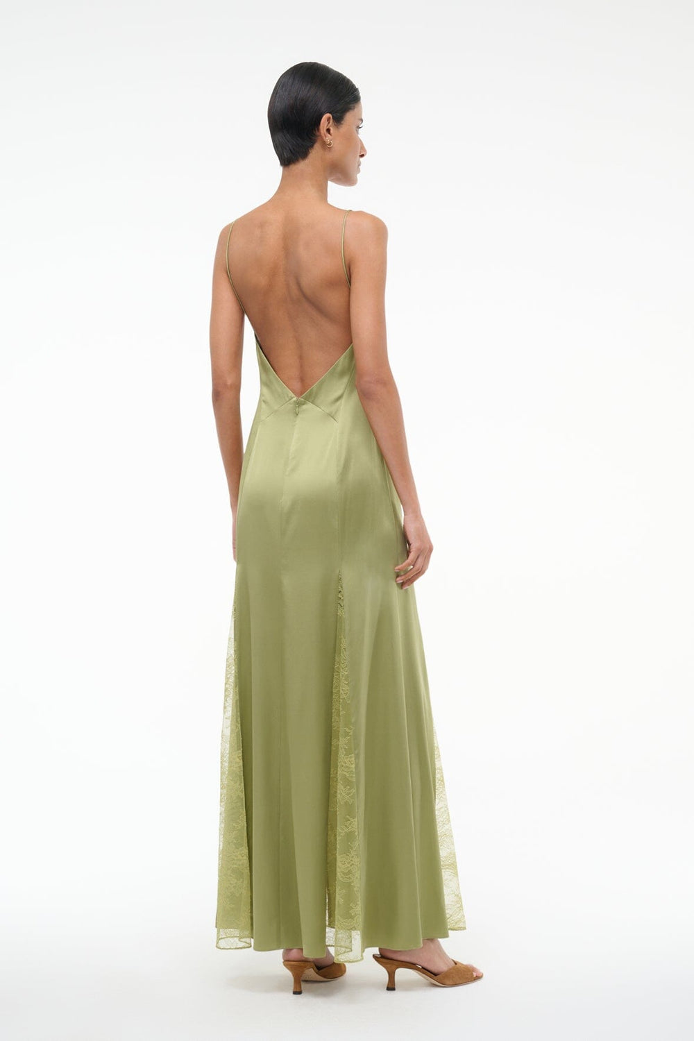 TRINITY SILK DRESS MOSS - STAUD US