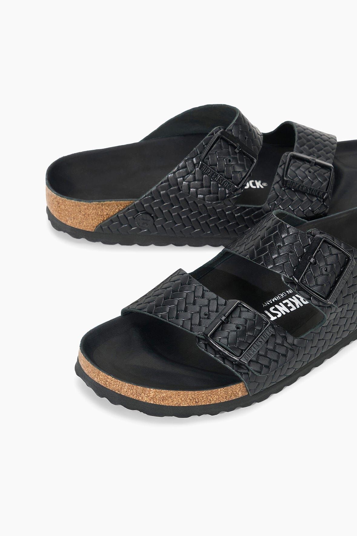 BIRKENSTOCK ARIZONA WOVEN EMBOSSED SANDAL BLACK - STAUD online