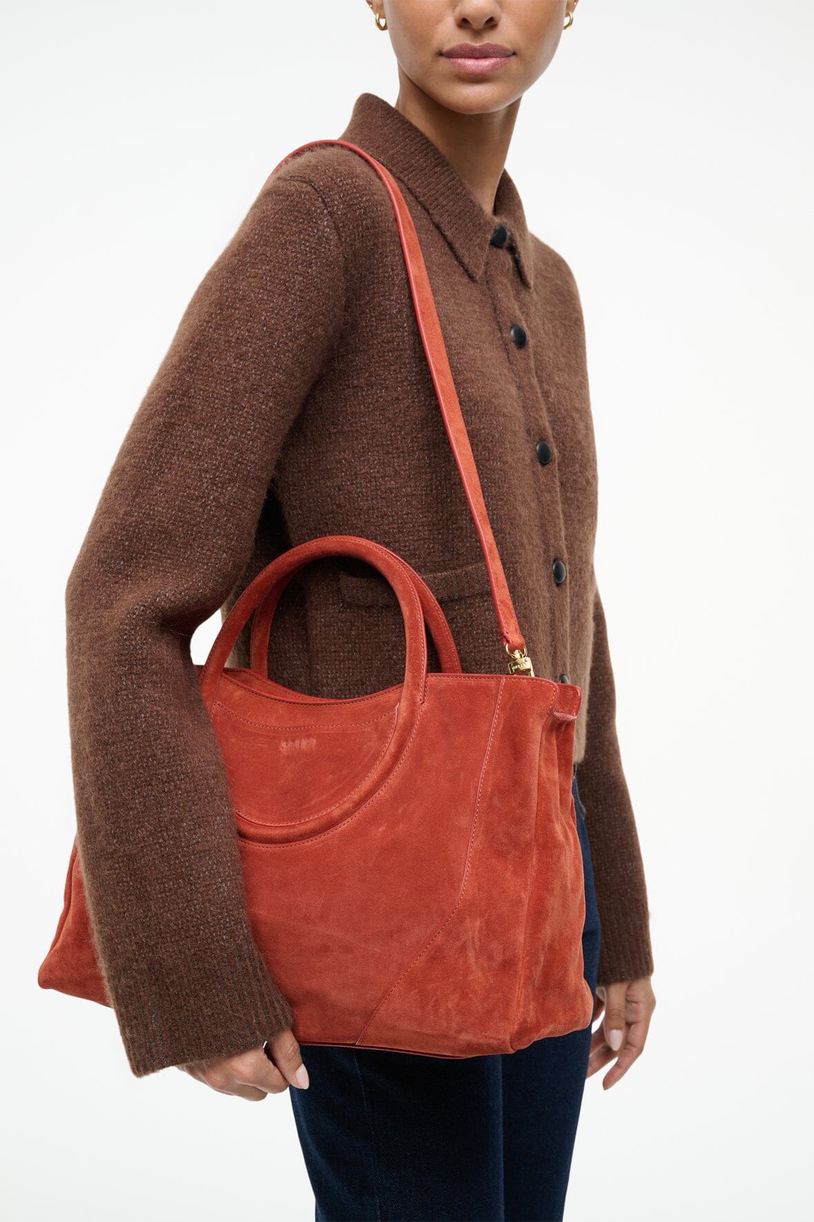 MAUDE SATCHEL AUBURN SUEDE - STAUD sale