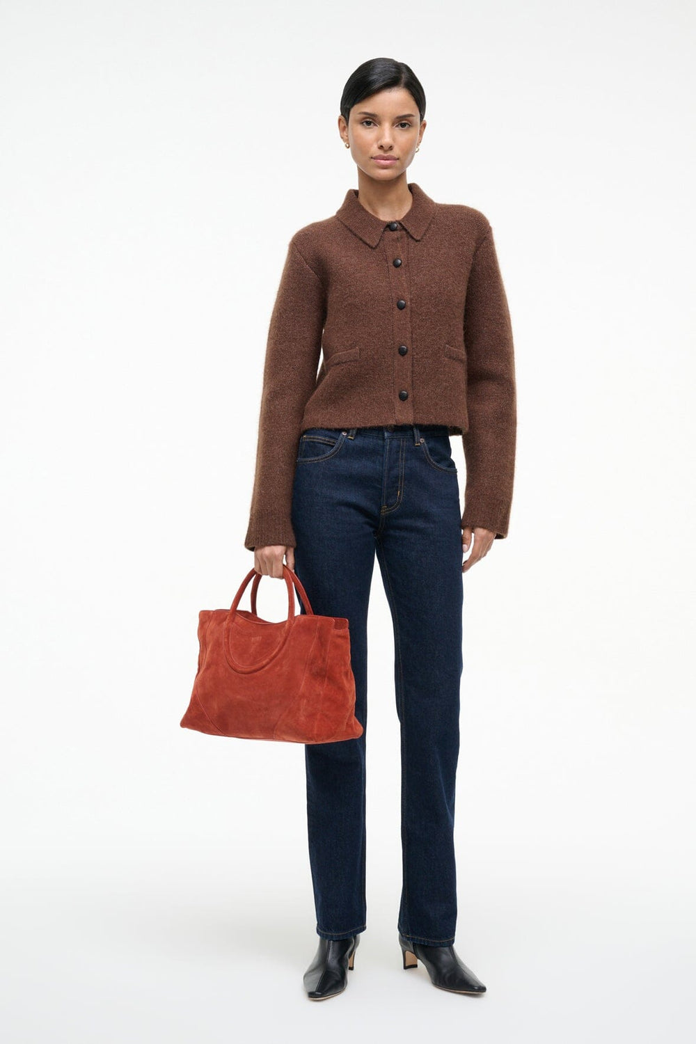 MAUDE SATCHEL AUBURN SUEDE - STAUD sale