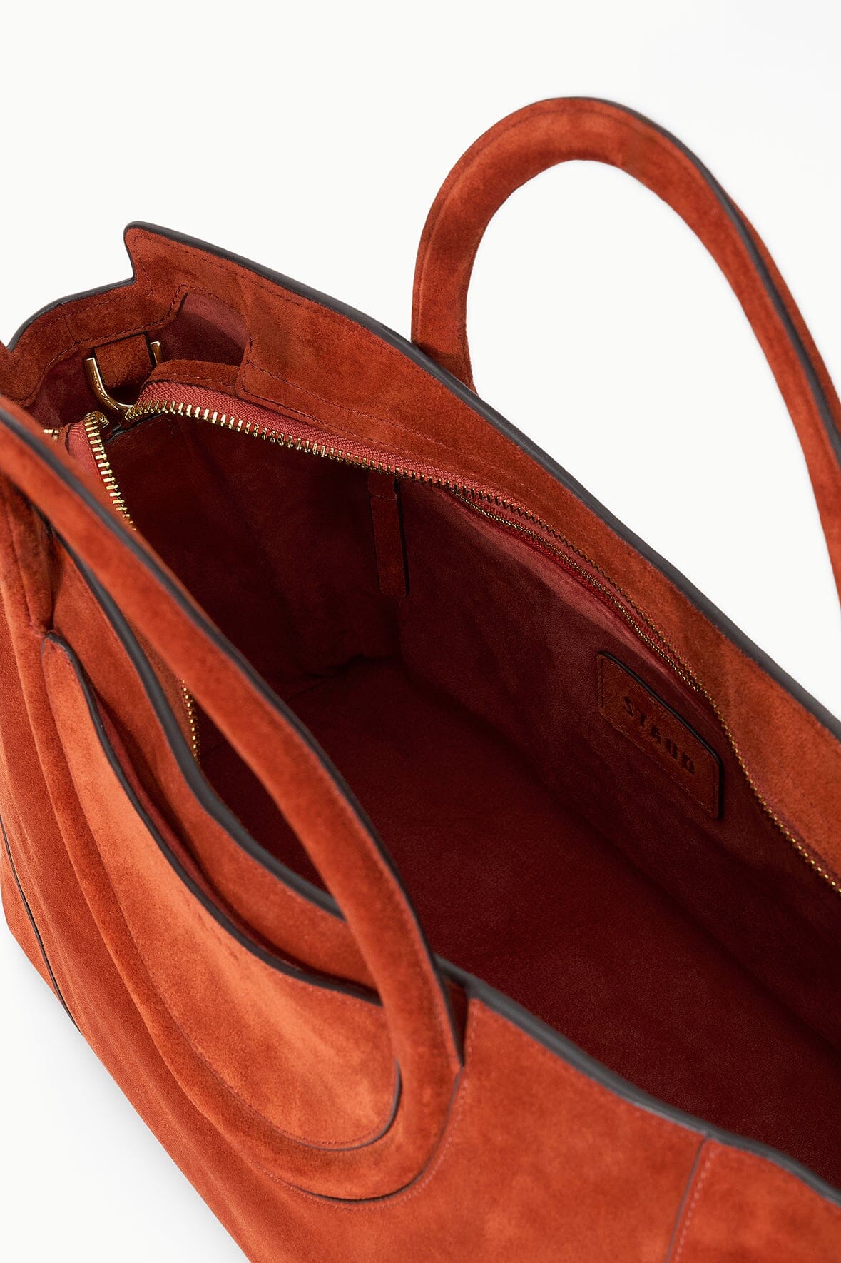 MAUDE SATCHEL AUBURN SUEDE - STAUD sale