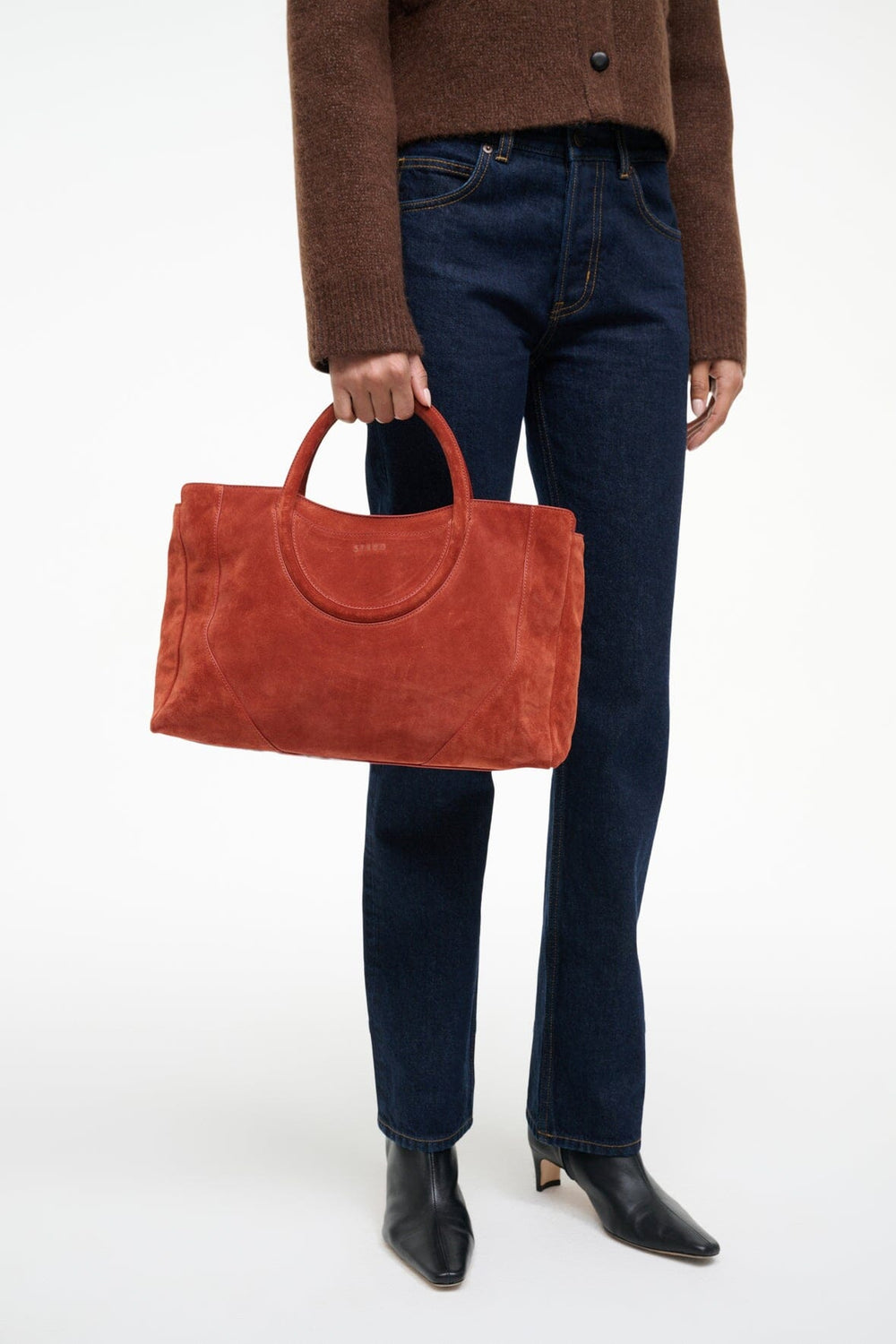 MAUDE SATCHEL AUBURN SUEDE - STAUD sale