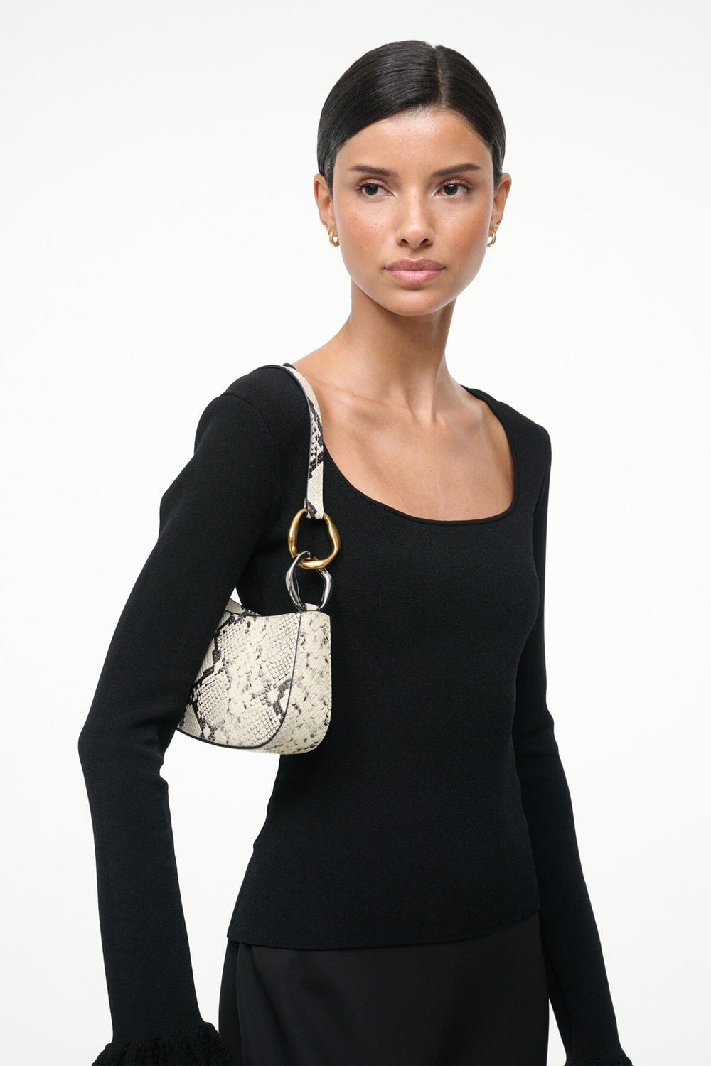 OLLIE BAG WHITE SNAKE - STAUD sale