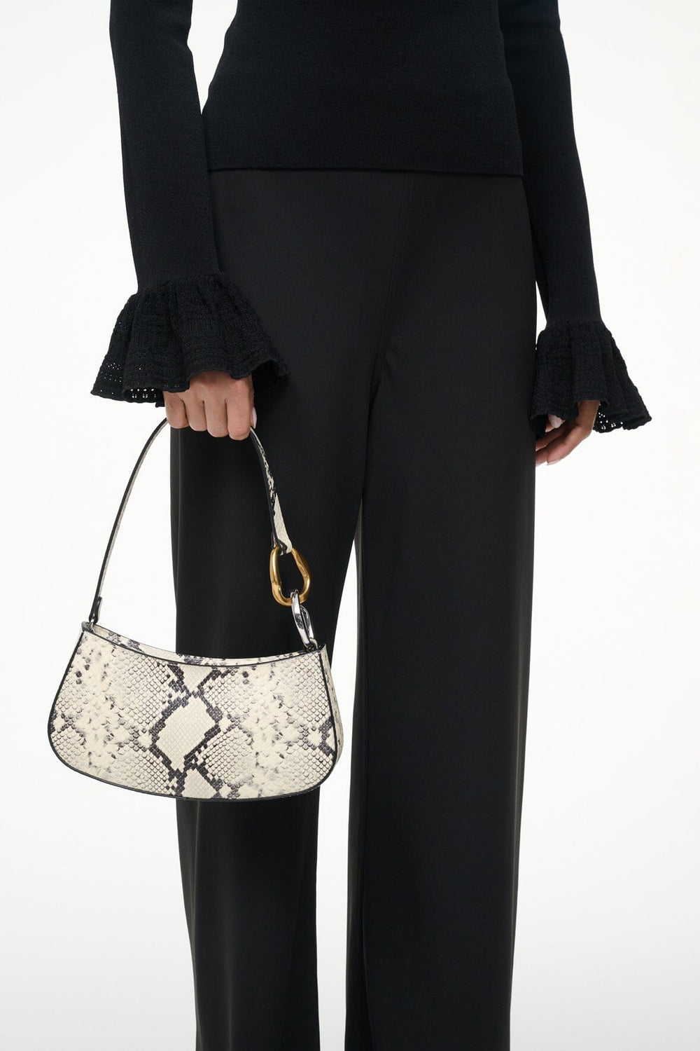 OLLIE BAG WHITE SNAKE - STAUD sale