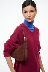 PINE SHOULDER BAG MAHOGANY SUEDE - STAUD for sale