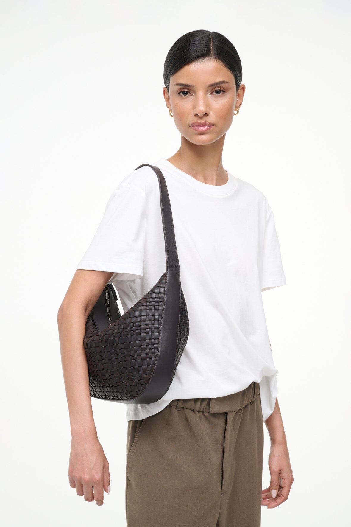 LARGE DEMY SHOULDER BAG ESPRESSO WOVEN - STAUD near me