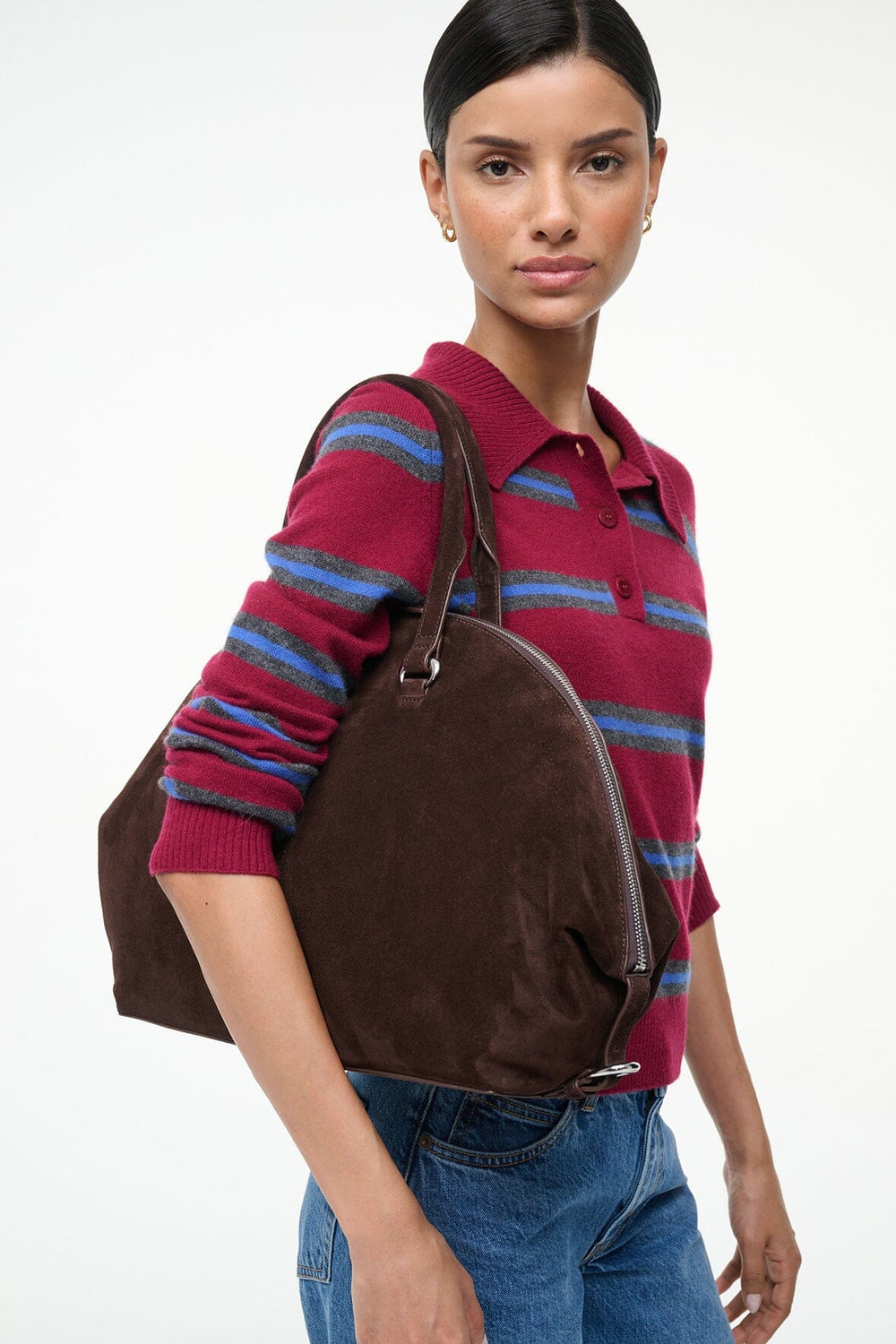 HESTER SATCHEL ESPRESSO SUEDE - STAUD online