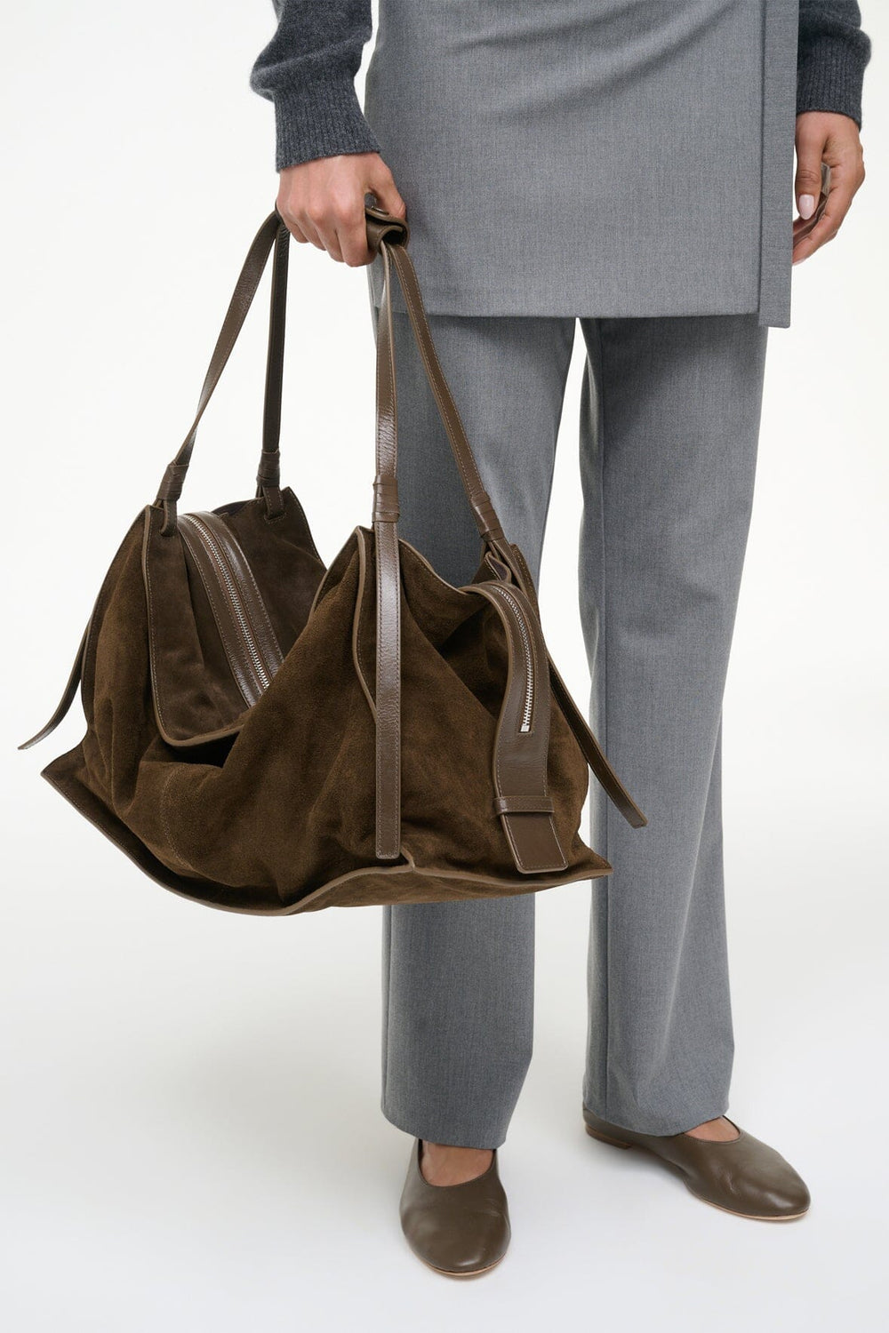 LARGE HAROLD BAG TRUFFLE SUEDE - STAUD for sale