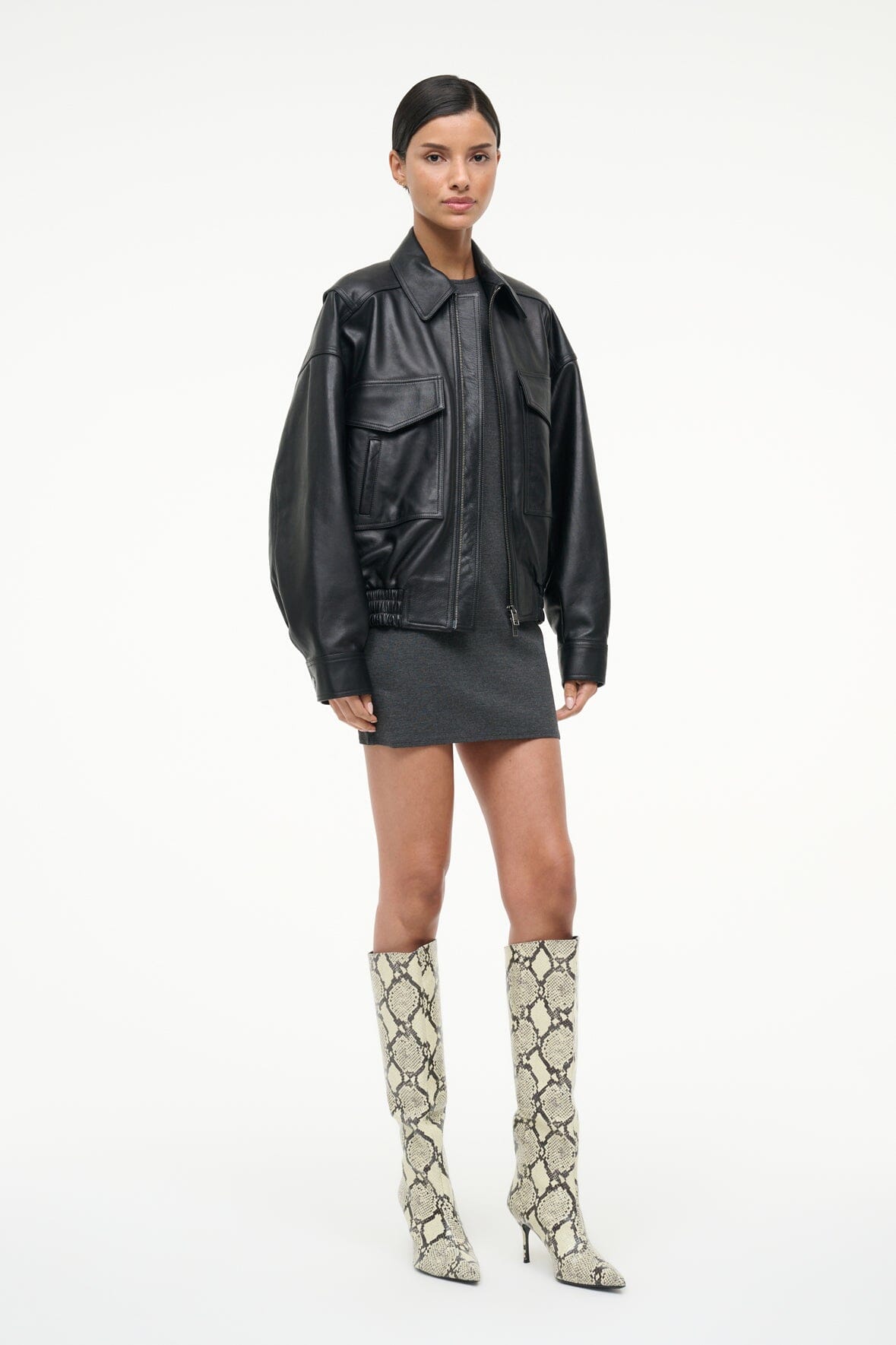 SEBASTIAN HIGH HEEL BOOT WHITE SNAKE - STAUD sale