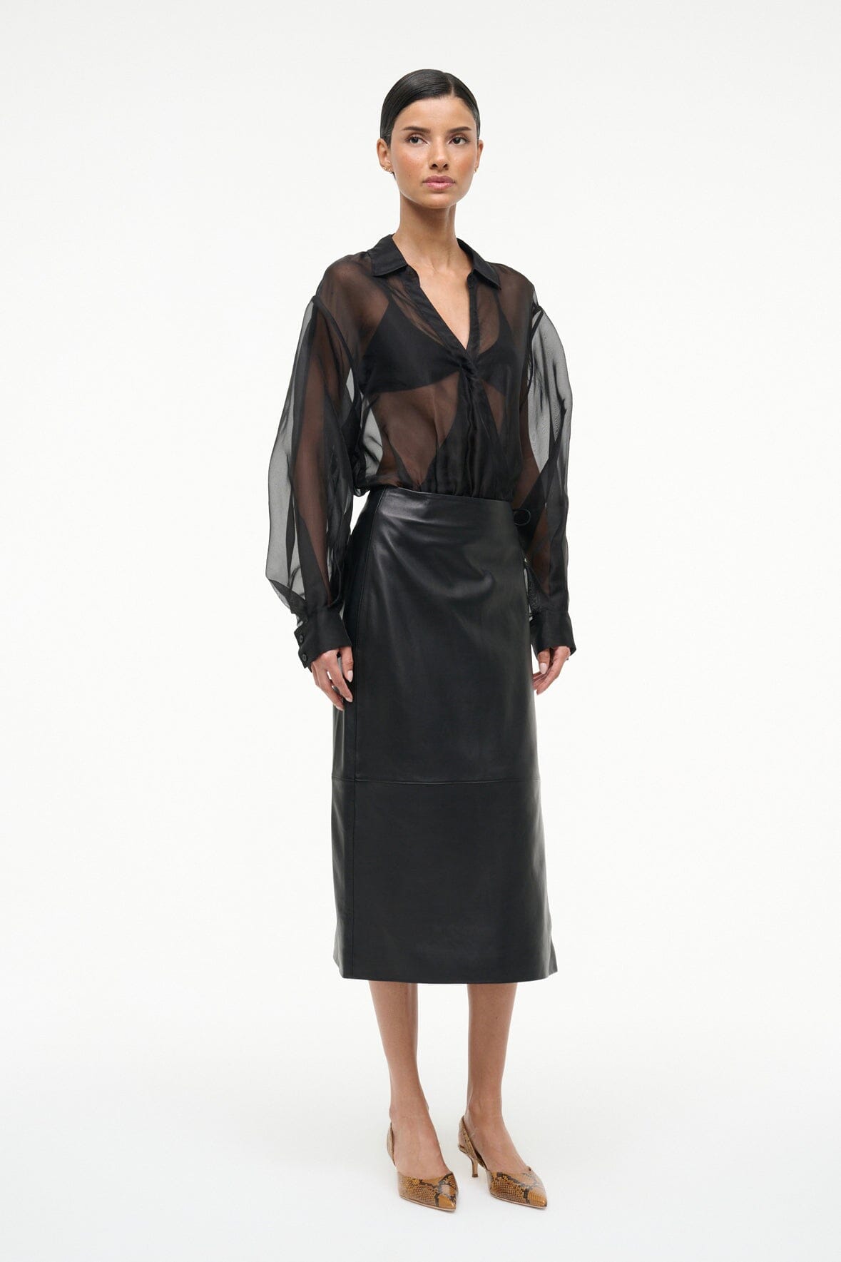 EVE SILK BODYSUIT BLACK - STAUD for sale