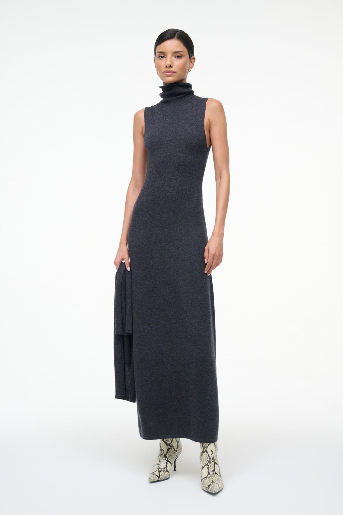 CANAL MIDI DRESS CHARCOAL - STAUD online