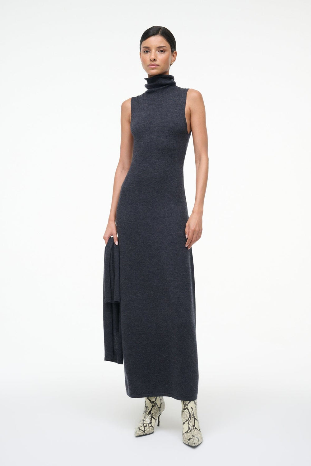 CANAL MIDI DRESS CHARCOAL - STAUD online