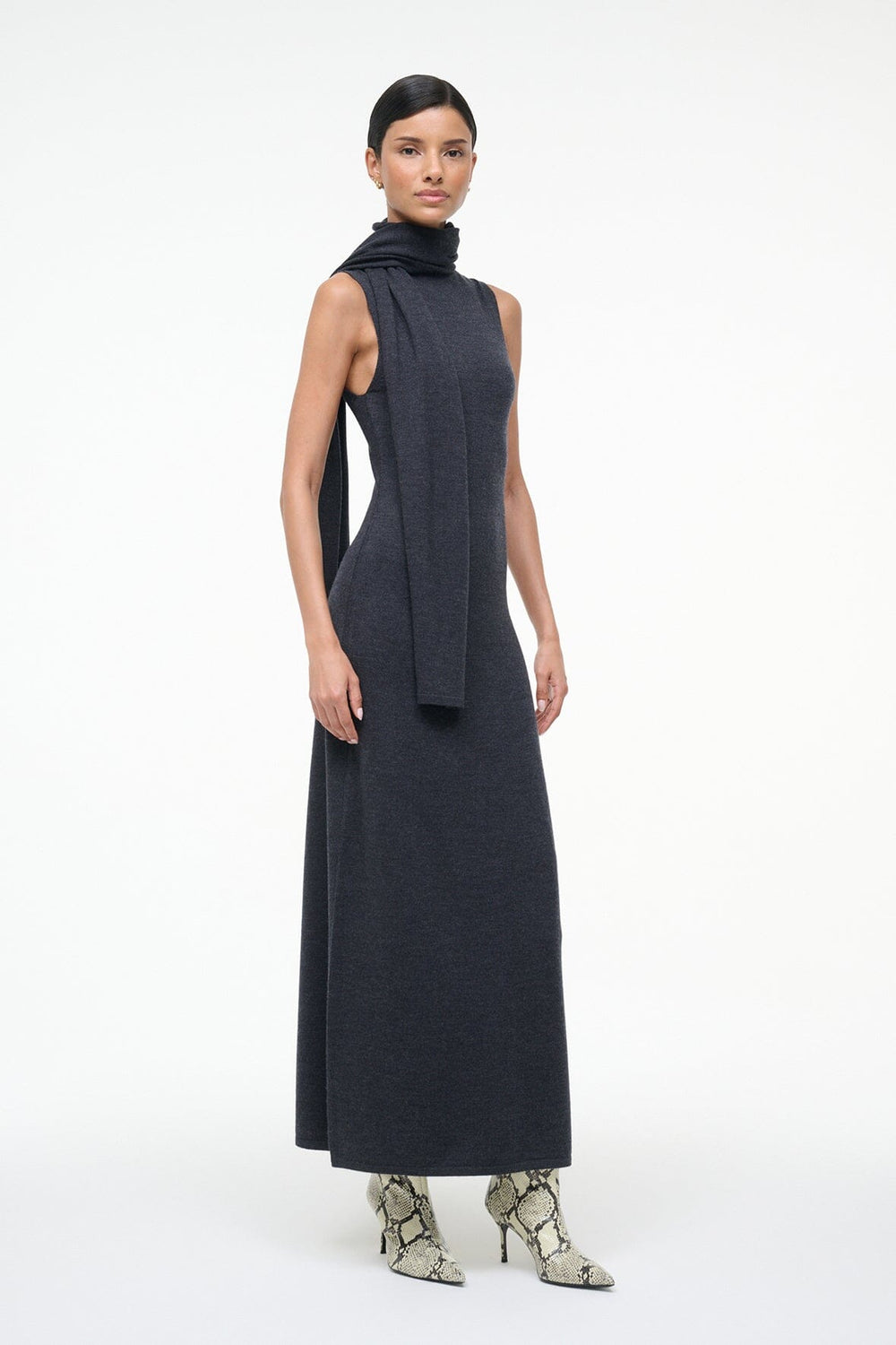 CANAL MIDI DRESS CHARCOAL - STAUD online