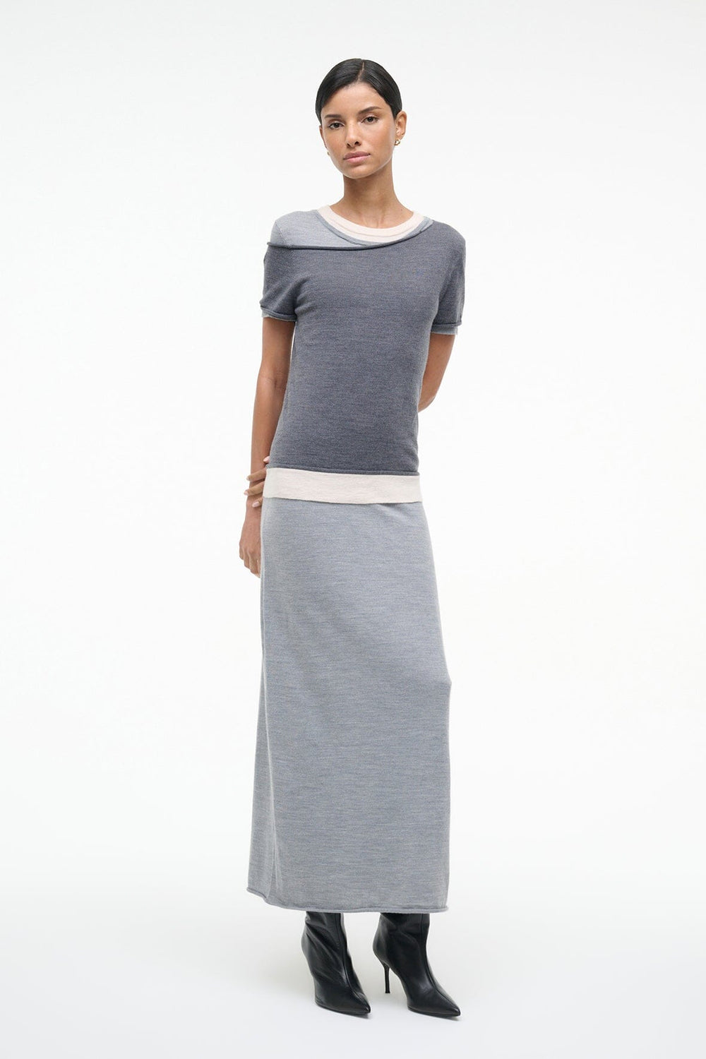 LYRIC DRESS HEATHER GREY MULTI - STAUD sale
